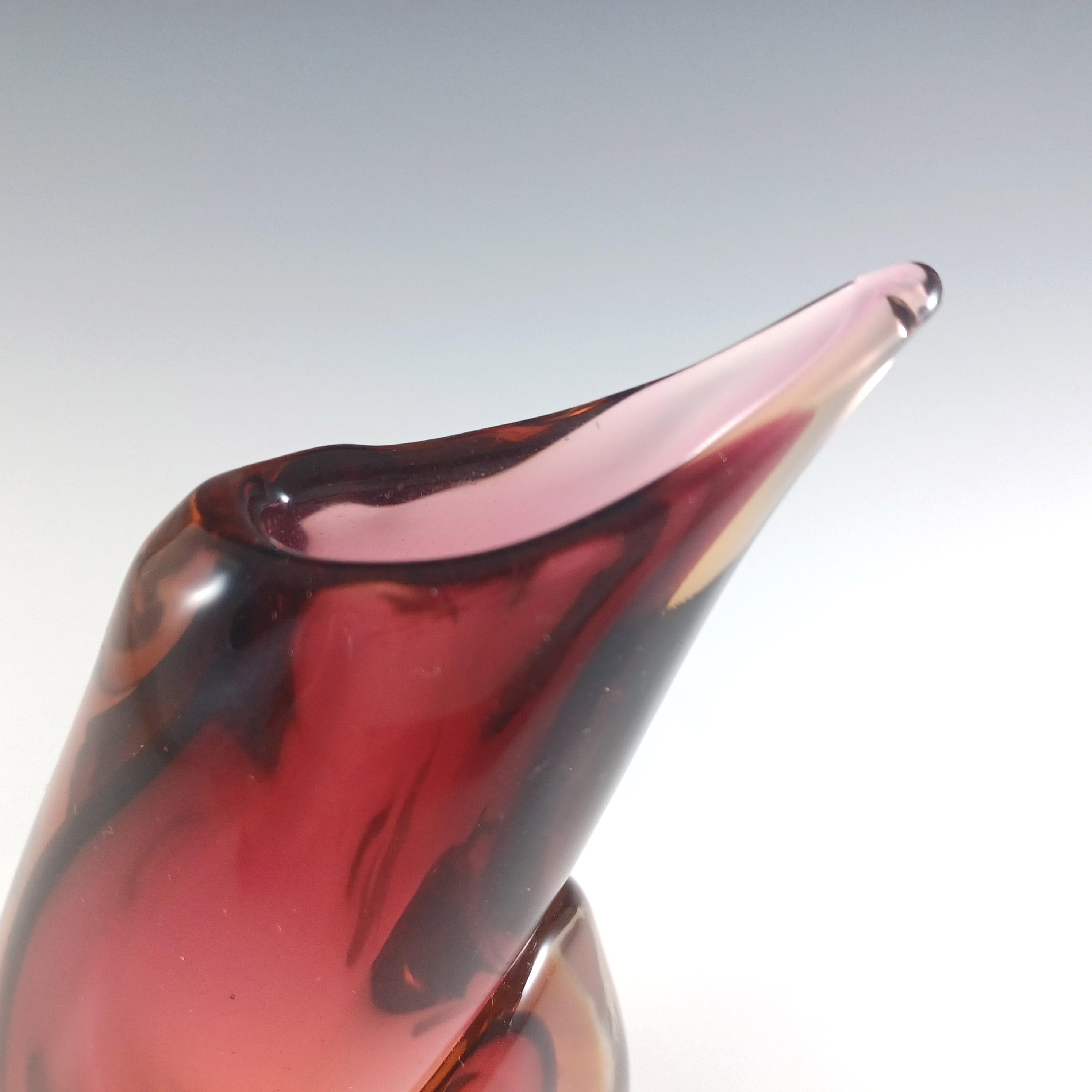Arte Nuova Murano / Jarrón de cristal veneciano rosa y ámbar Sommerso Hecho a mano en venta