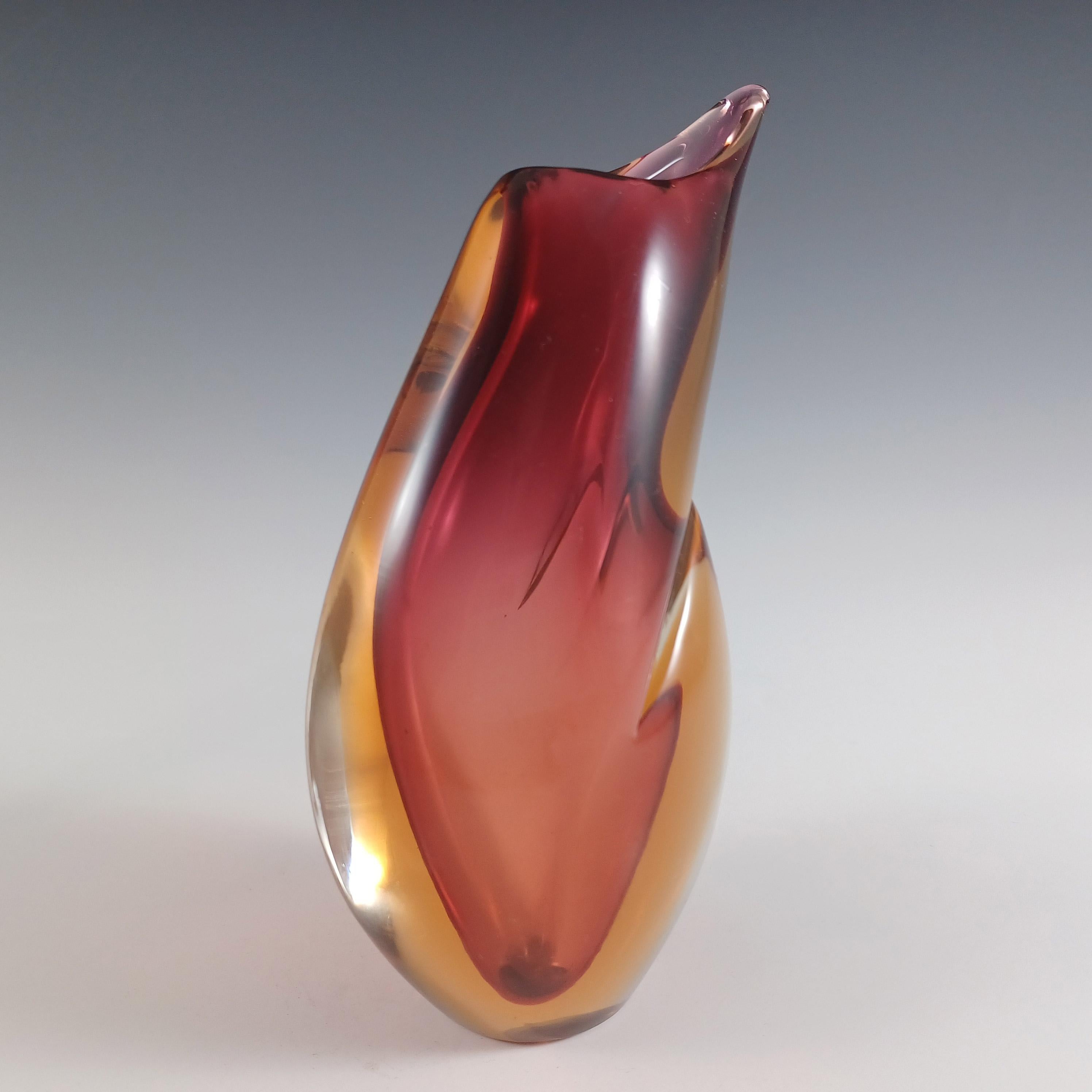 Arte Nuova Murano / Jarrón de cristal veneciano rosa y ámbar Sommerso en Bueno estado para la venta en Bolton, GB
