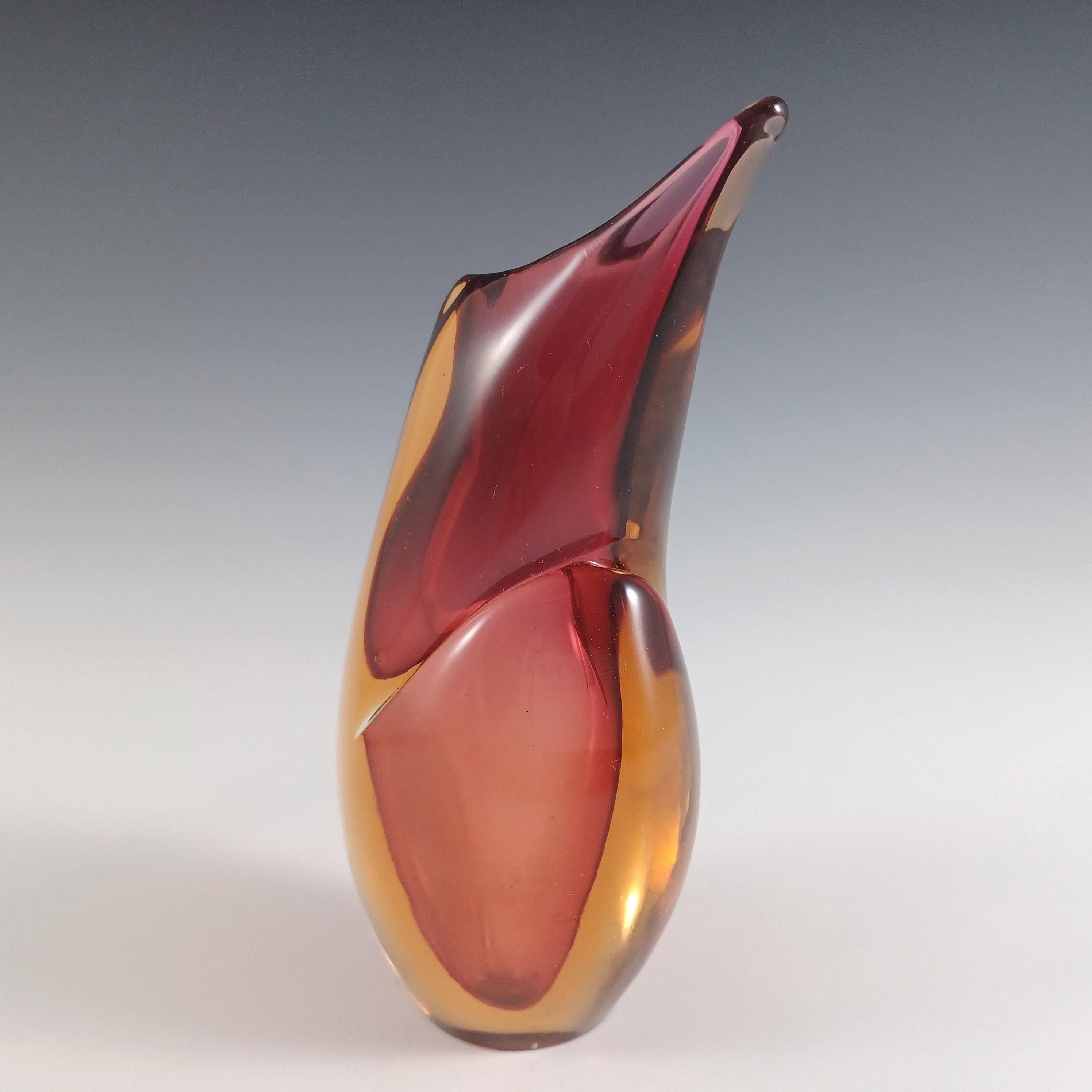 Arte Nuova Murano / Jarrón de cristal veneciano rosa y ámbar Sommerso siglo XX en venta