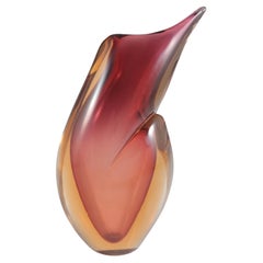 Arte Nuova Murano / Jarrón de cristal veneciano rosa y ámbar Sommerso