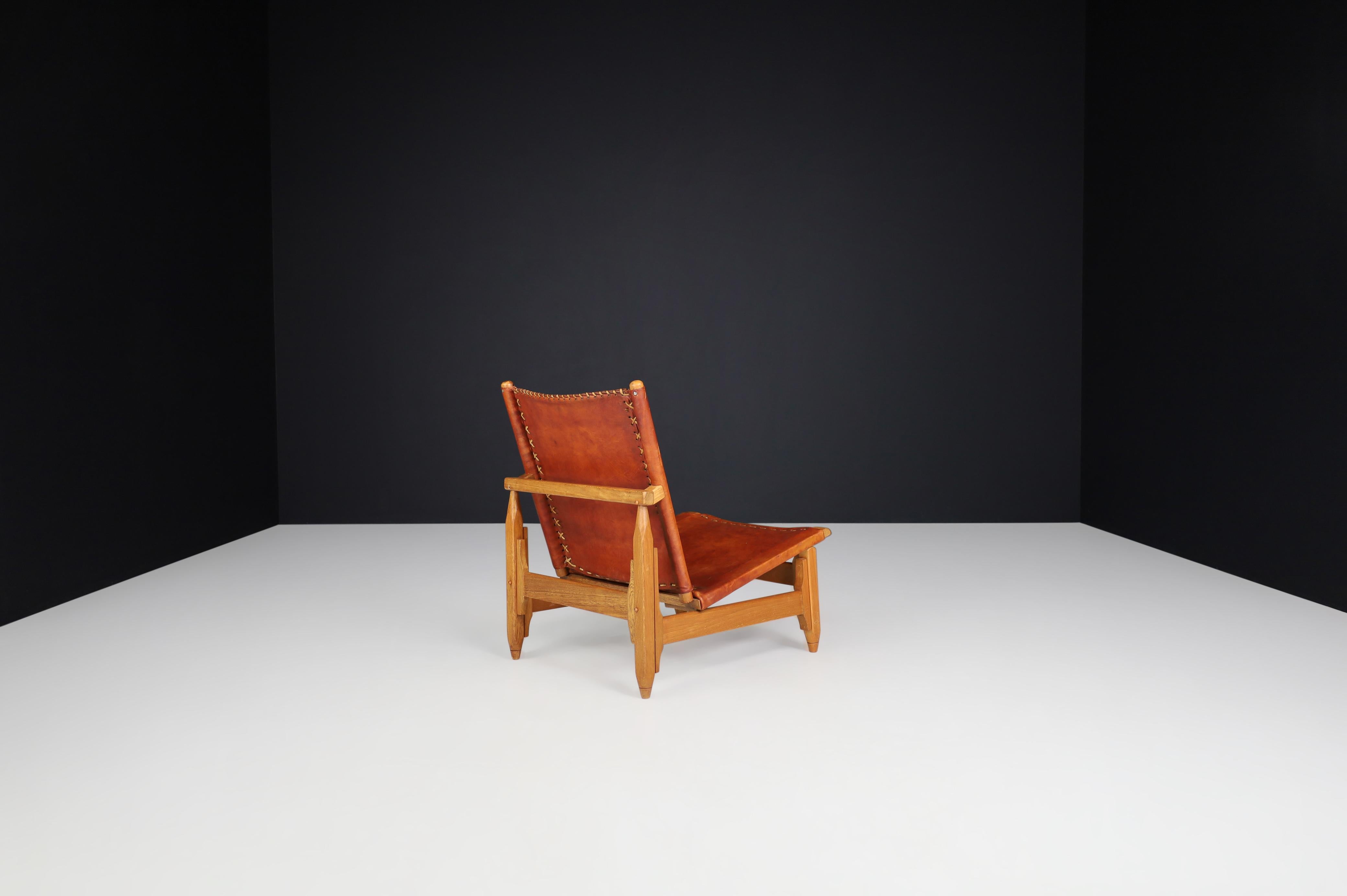Arte Sano Biermann Cia Inc. Cognac Leather Hunting Chairs, Colombia, 1960s 5