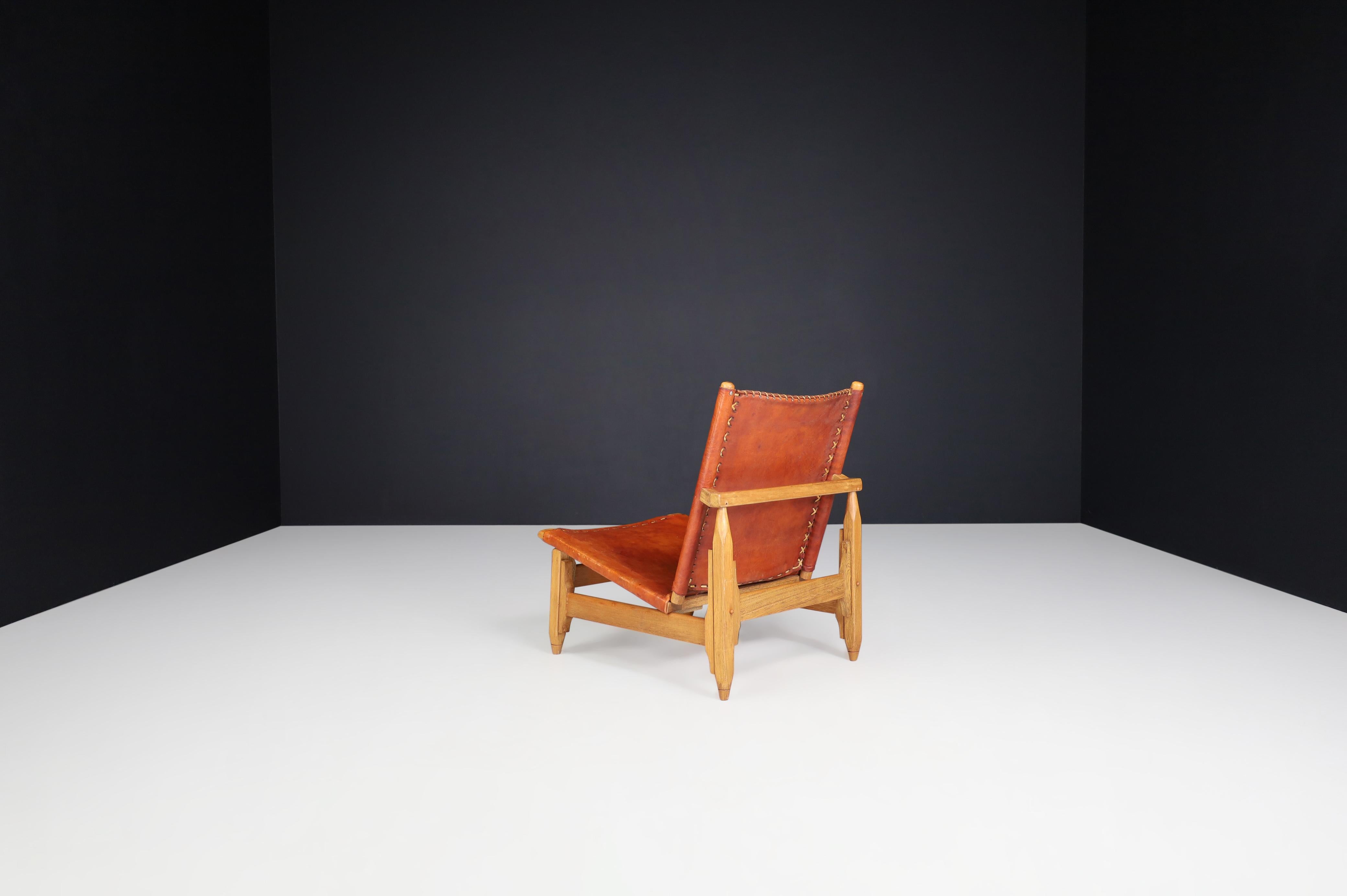 Arte Sano Biermann Cia Inc. Cognac Leather Hunting Chairs, Colombia, 1960s 6