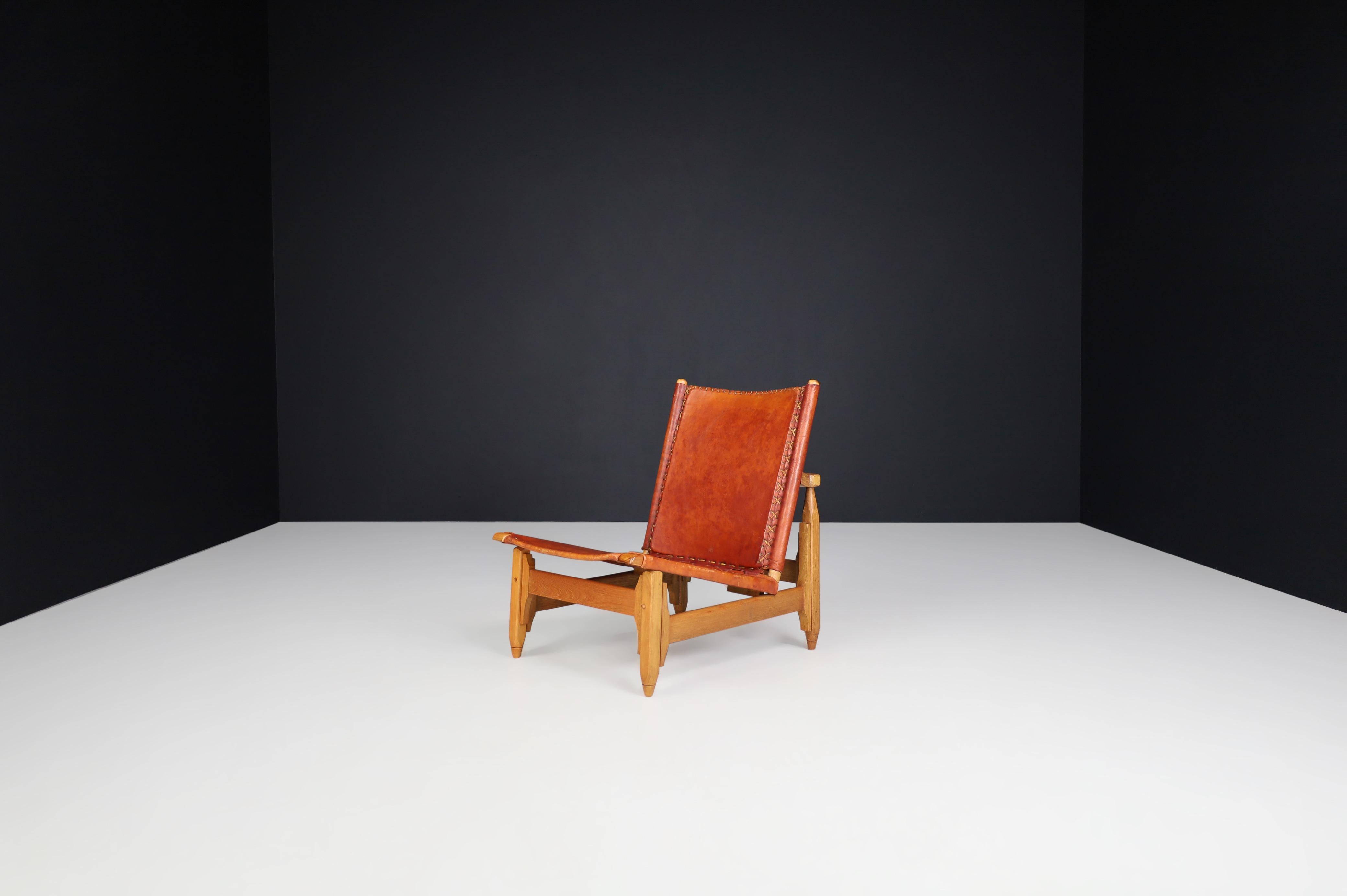 Arte Sano Biermann Cia Inc. Cognac Leather Hunting Chairs, Colombia, 1960s 8