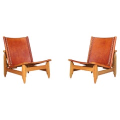 Arte Sano Biermann Cia Inc. Cognac Leather Hunting Chairs, Colombia, 1960s