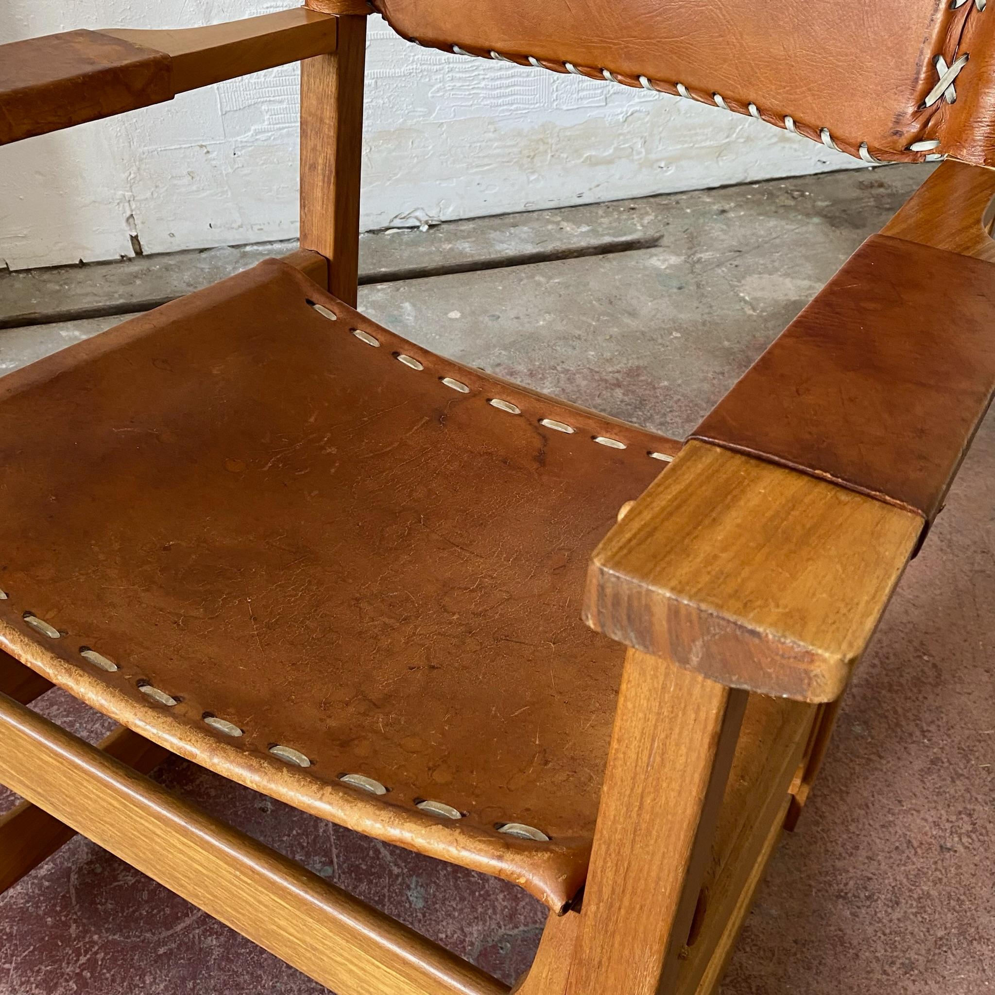 Arte Sano, Cognac Leather Rocking Chair, Colombia, 1970's For Sale 4