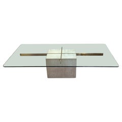 Vintage Artedi Brass & Travertine Coffee Table