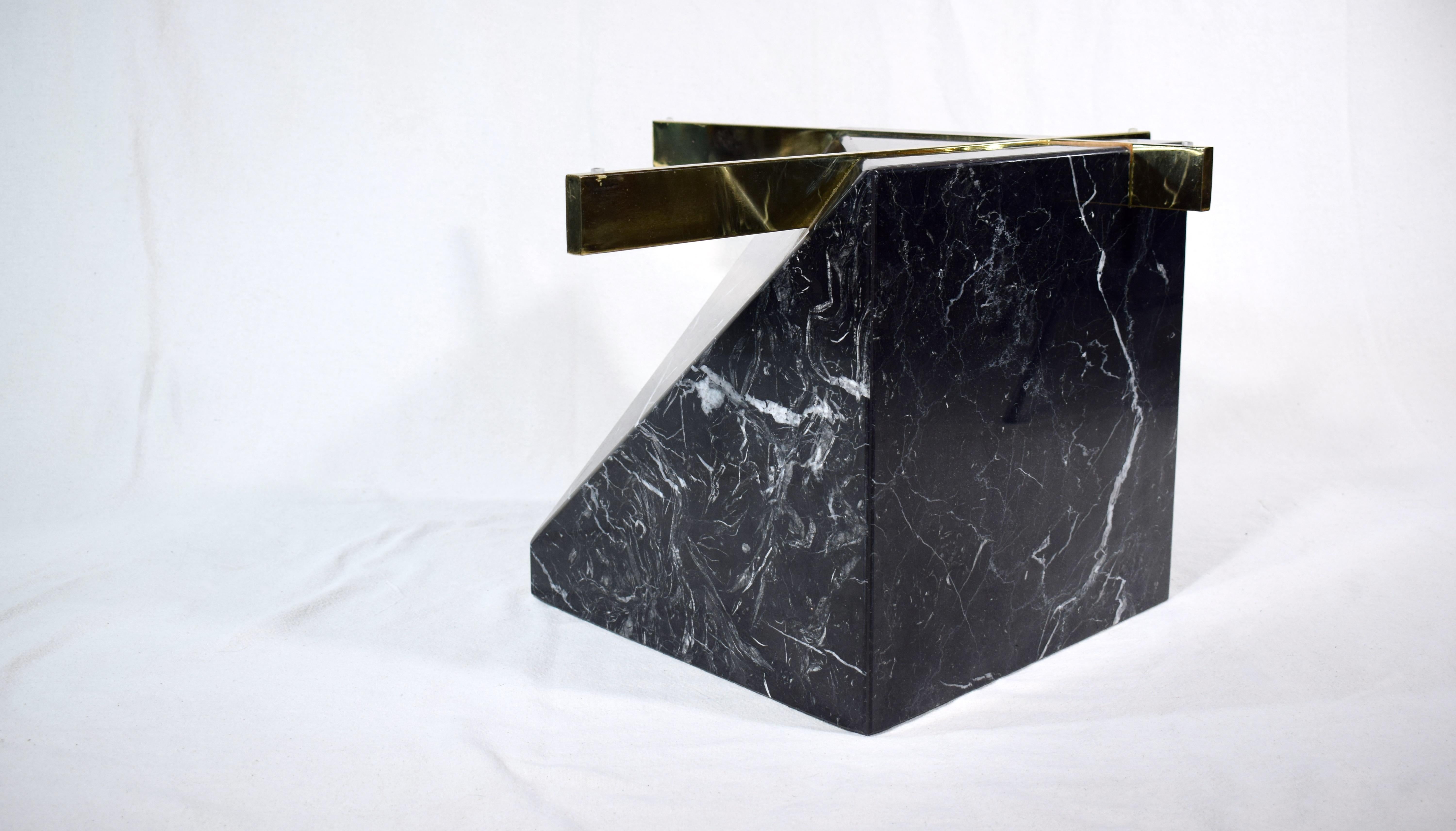 Brass Artedi Nero Marble Coffee or Cocktail Table, Italy