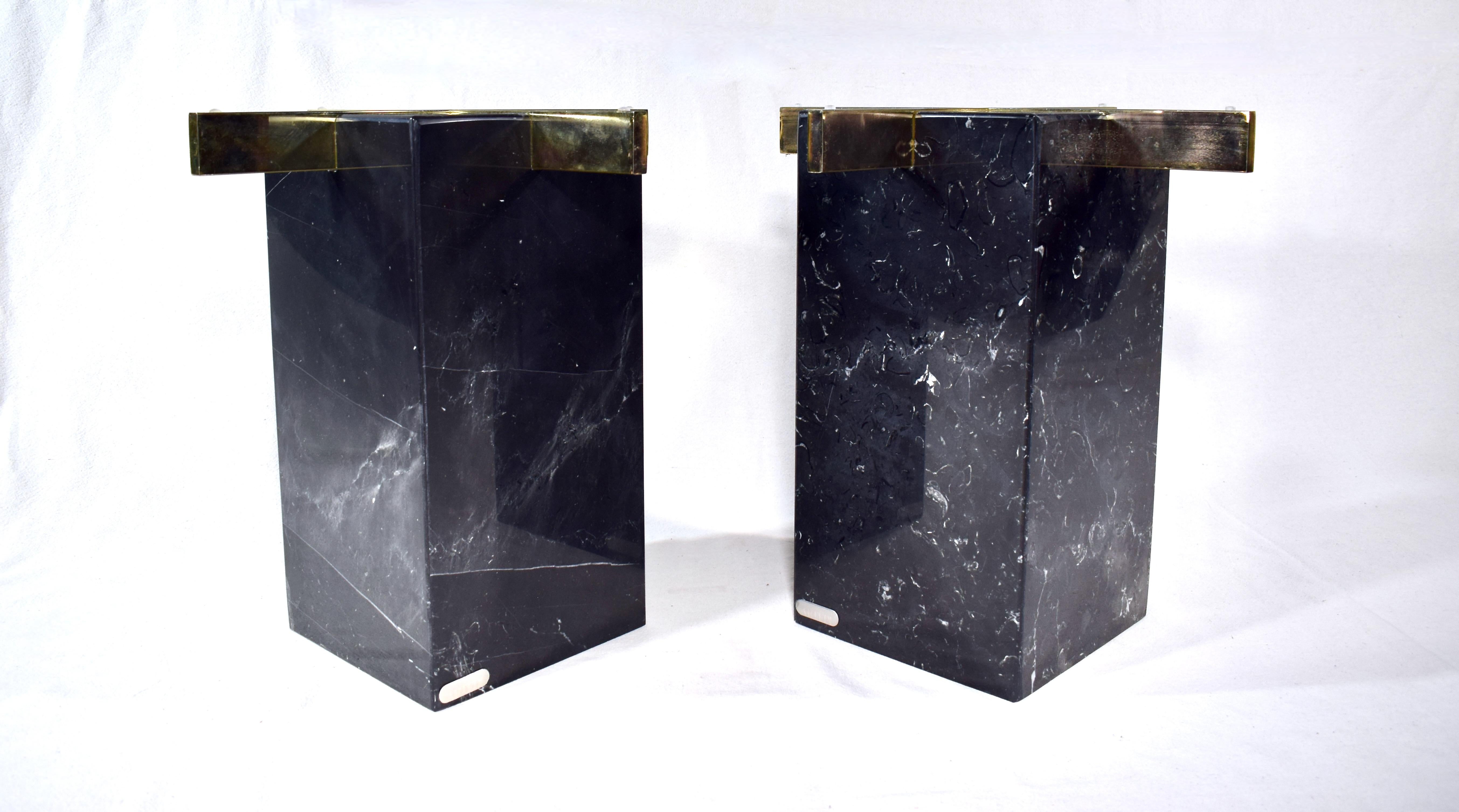 Late 20th Century Artedi Nero Marble End or Side Tables, Italy