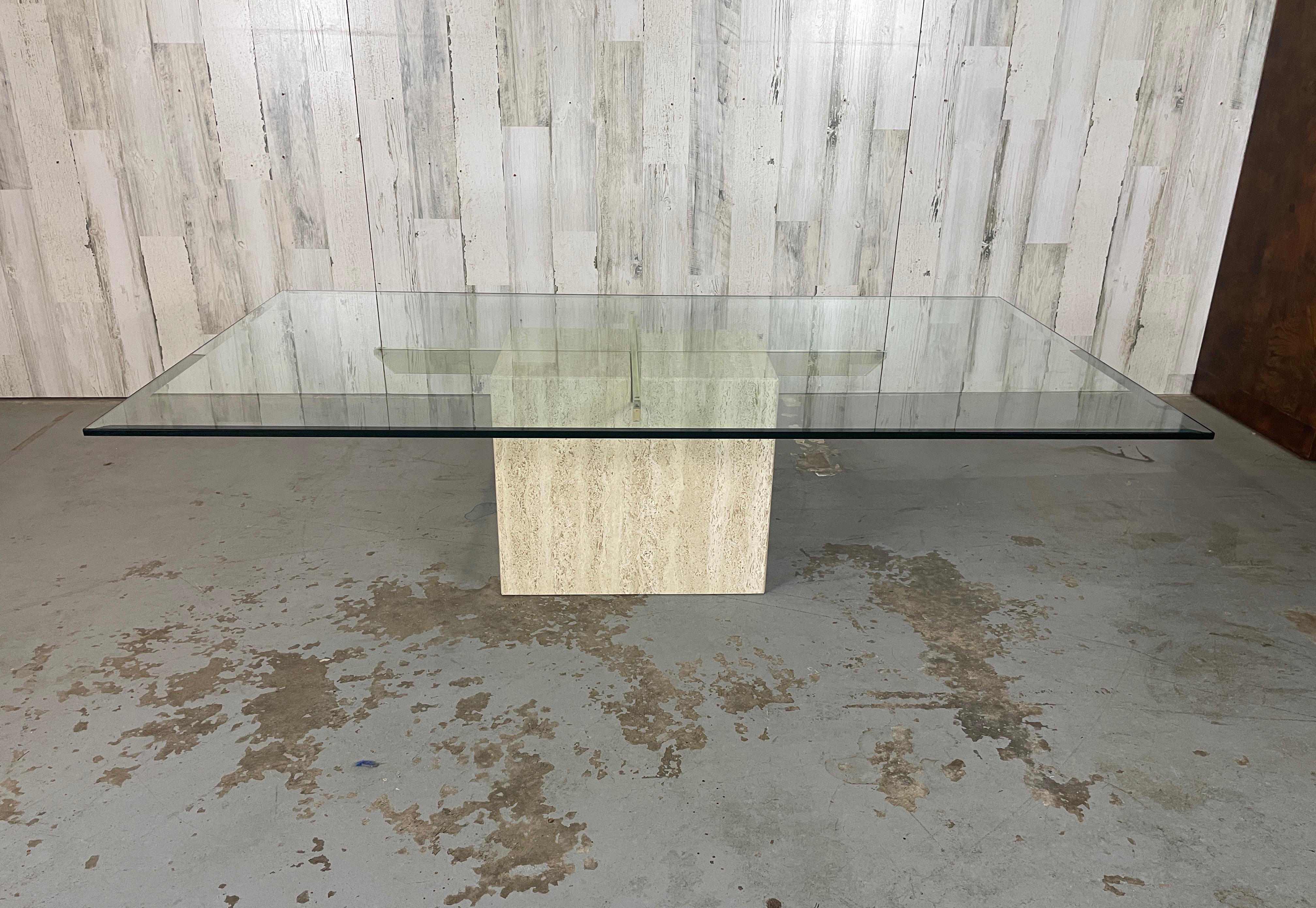 Artedi Travertine and Brass Coffee Table 2