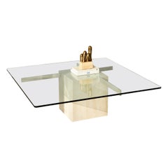 Artedi Travertine and Chrome Coffee Table