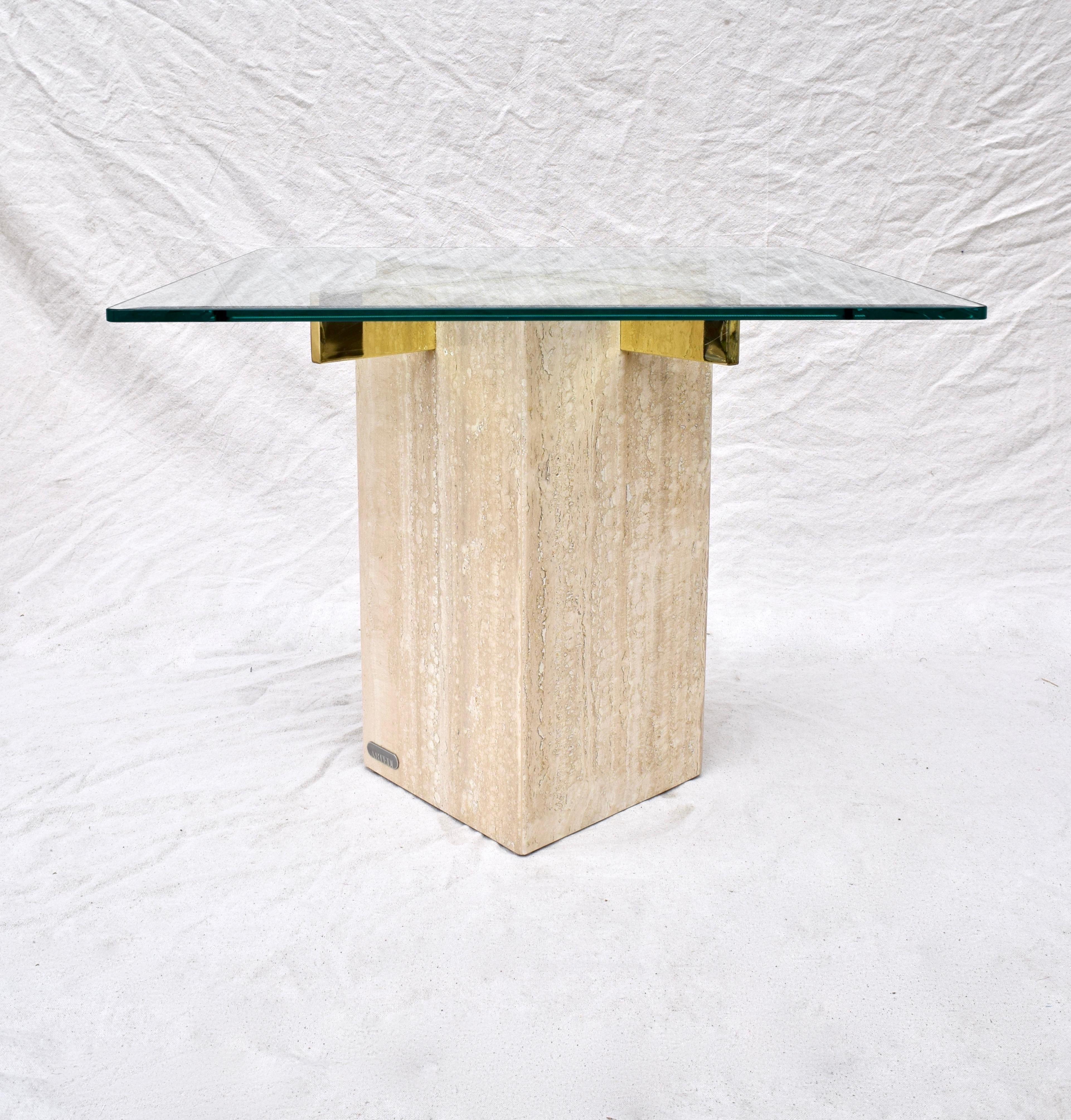 Modern Artedi Nero Travertine Marble Occasional Tables, Pair For Sale