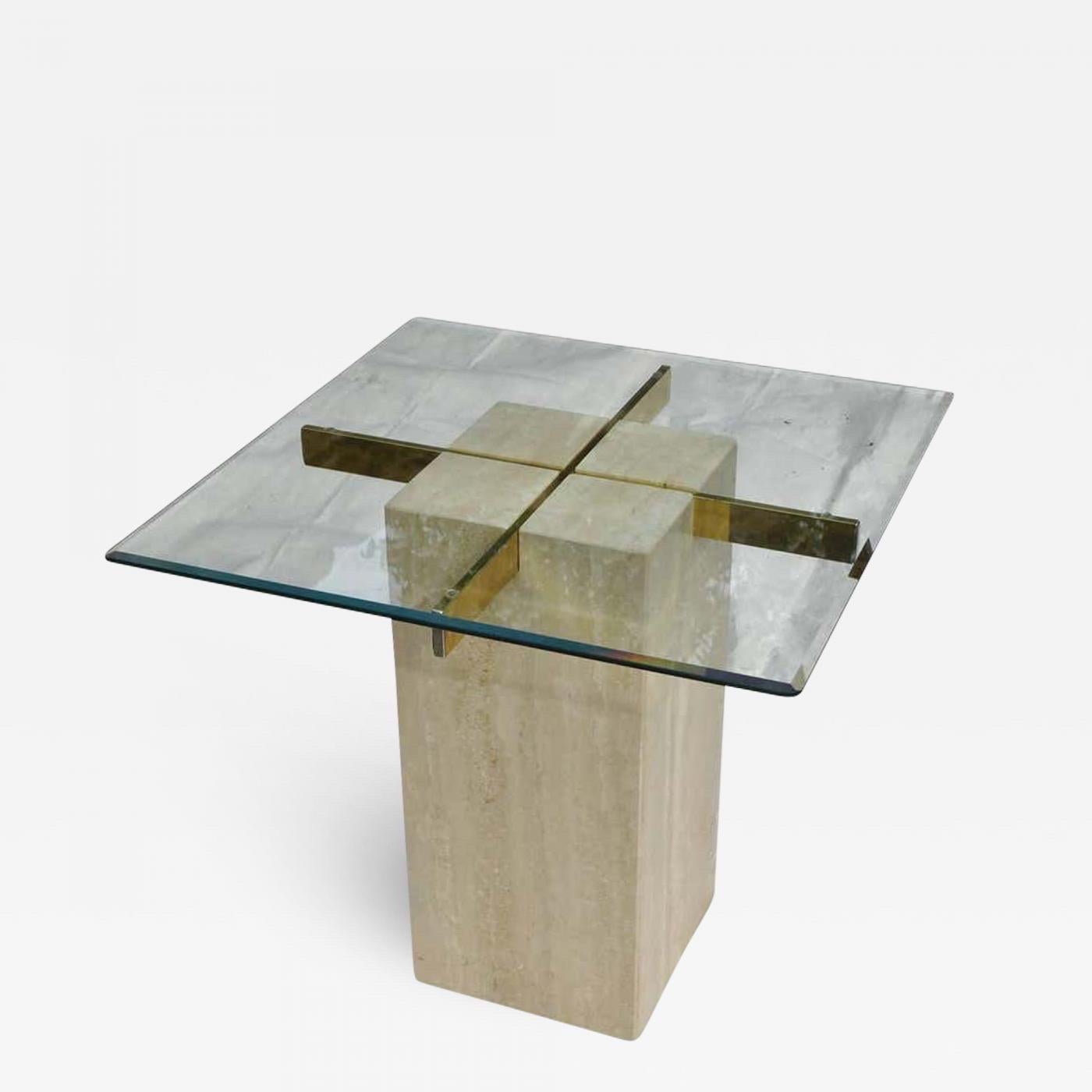 Late 20th Century Artedi Nero Travertine Marble Occasional Tables, Pair