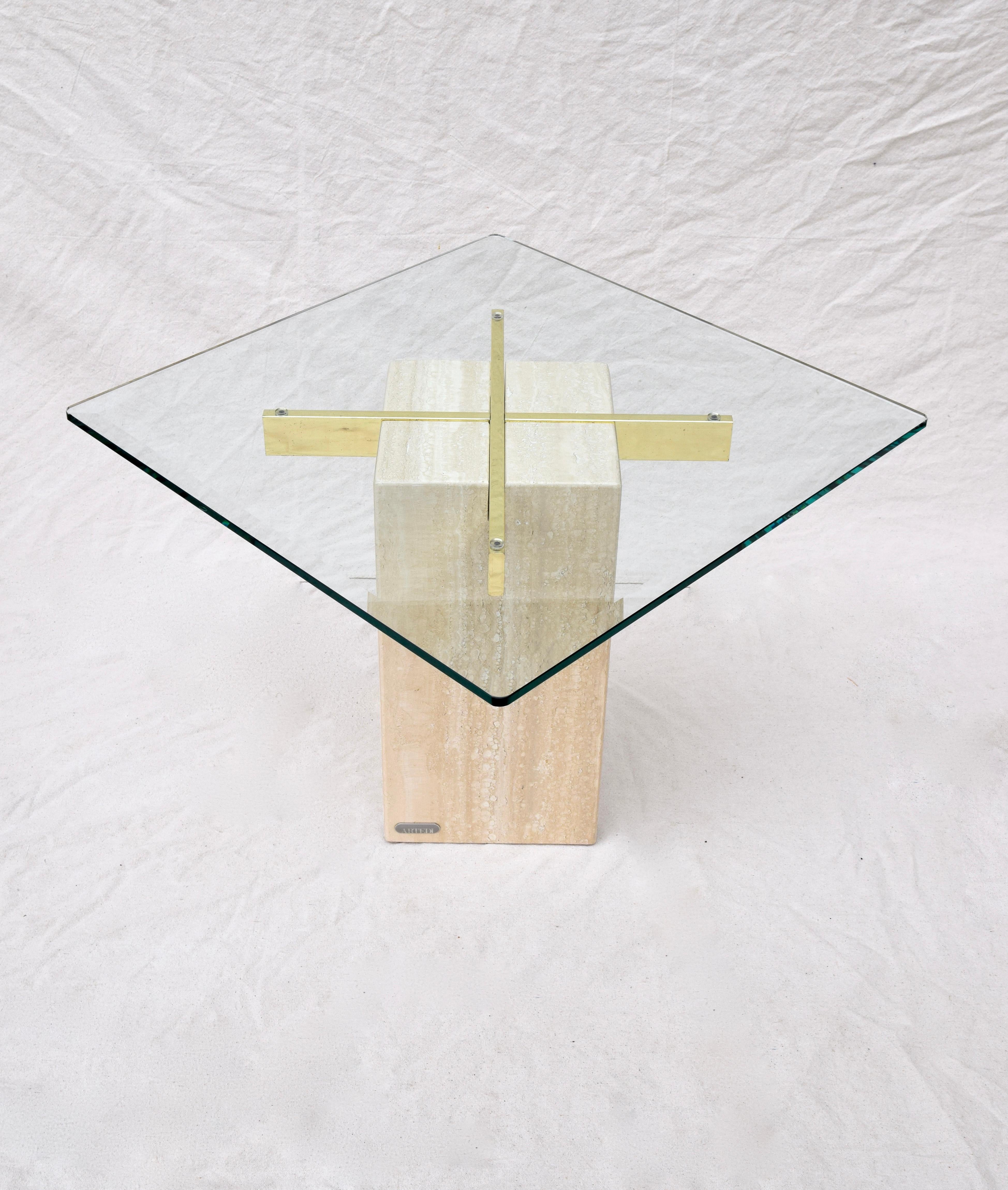 Artedi Travertine Marble Occasional Tables, Pair 1