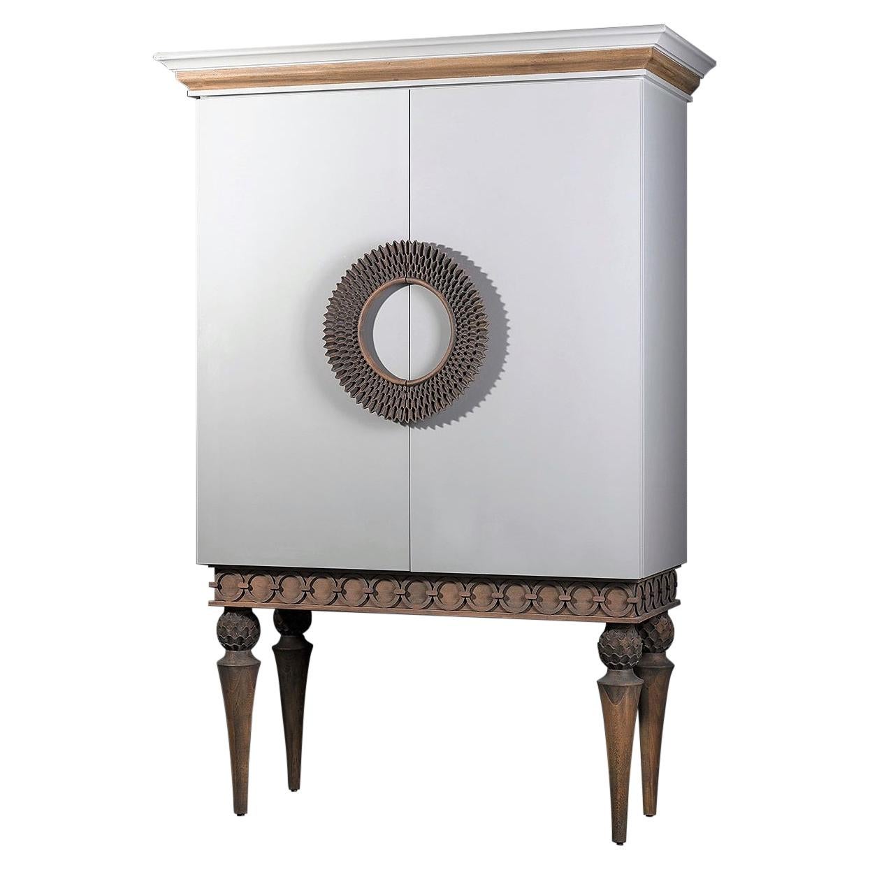 Artedo Cabinet Highly Crafted Centennial Oak Turquoise Interior