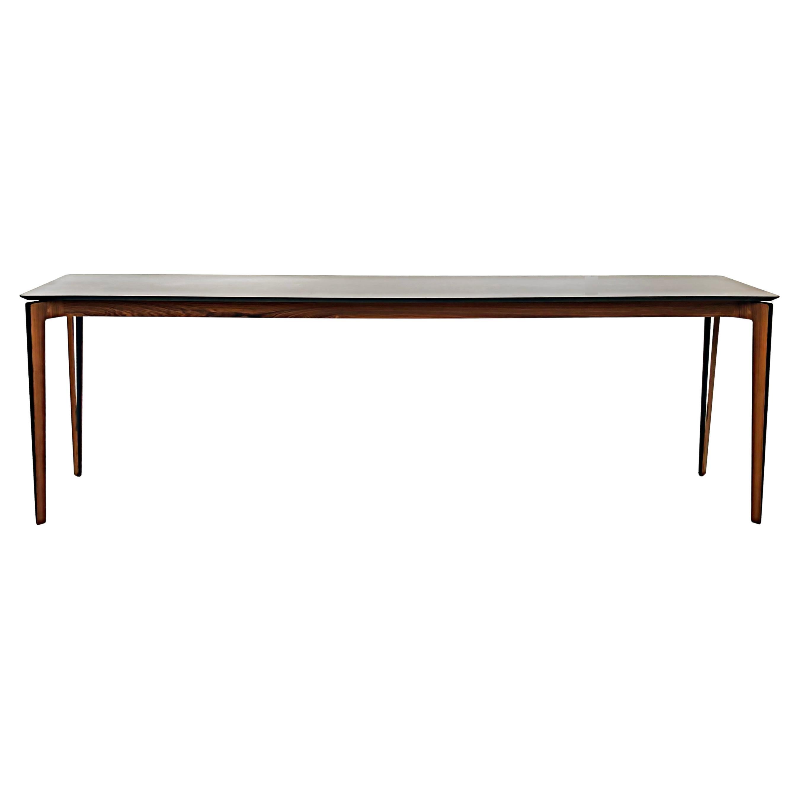 Artefacto Brazilian Exotic Wood Console Table, Canted  Double Tapering Legs