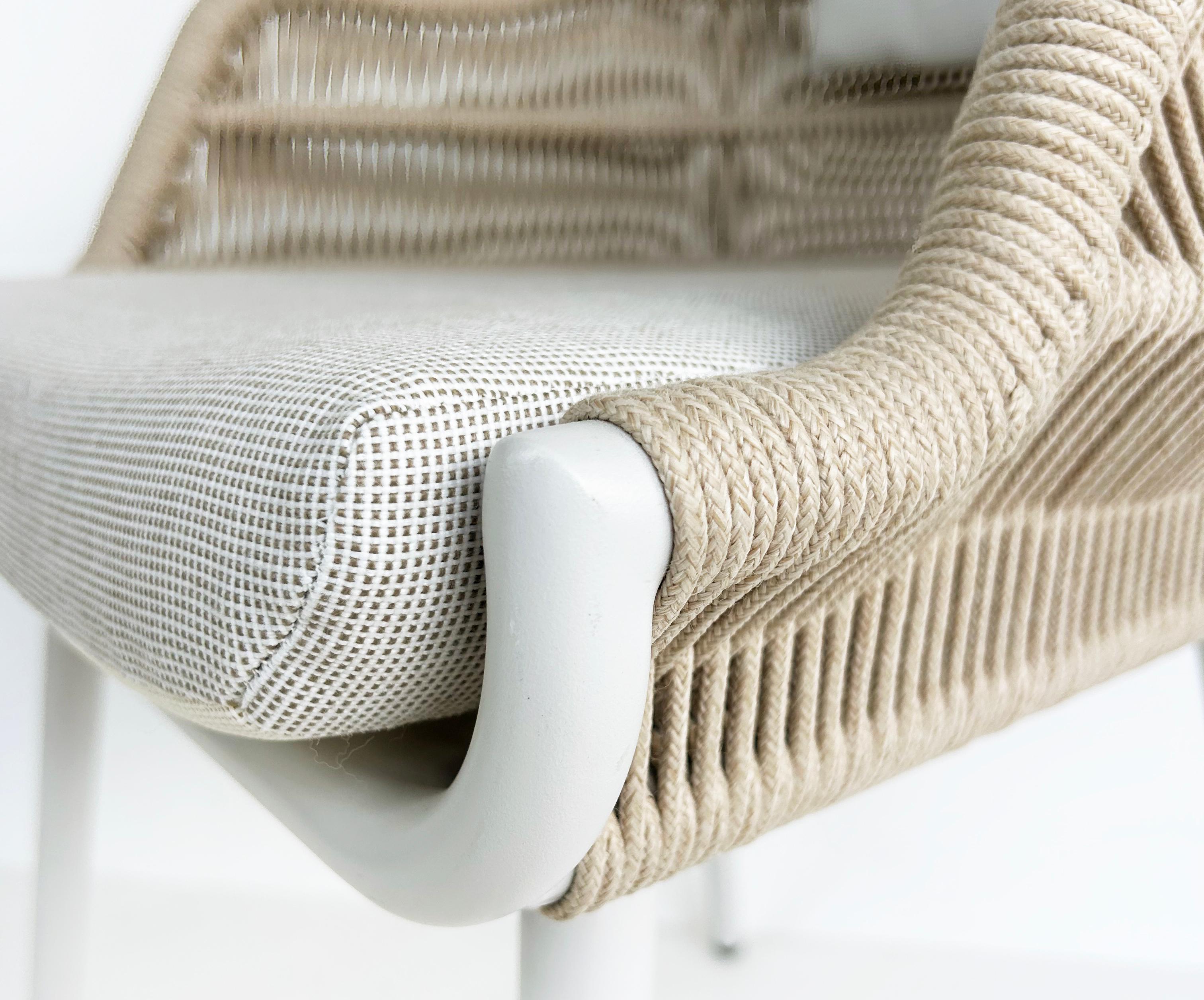 Artefacto Hamptons II Poltrone da Esterno in Corda/Alluminio, Set di 4 Poltrone in Tessuto Grigio in vendita 5