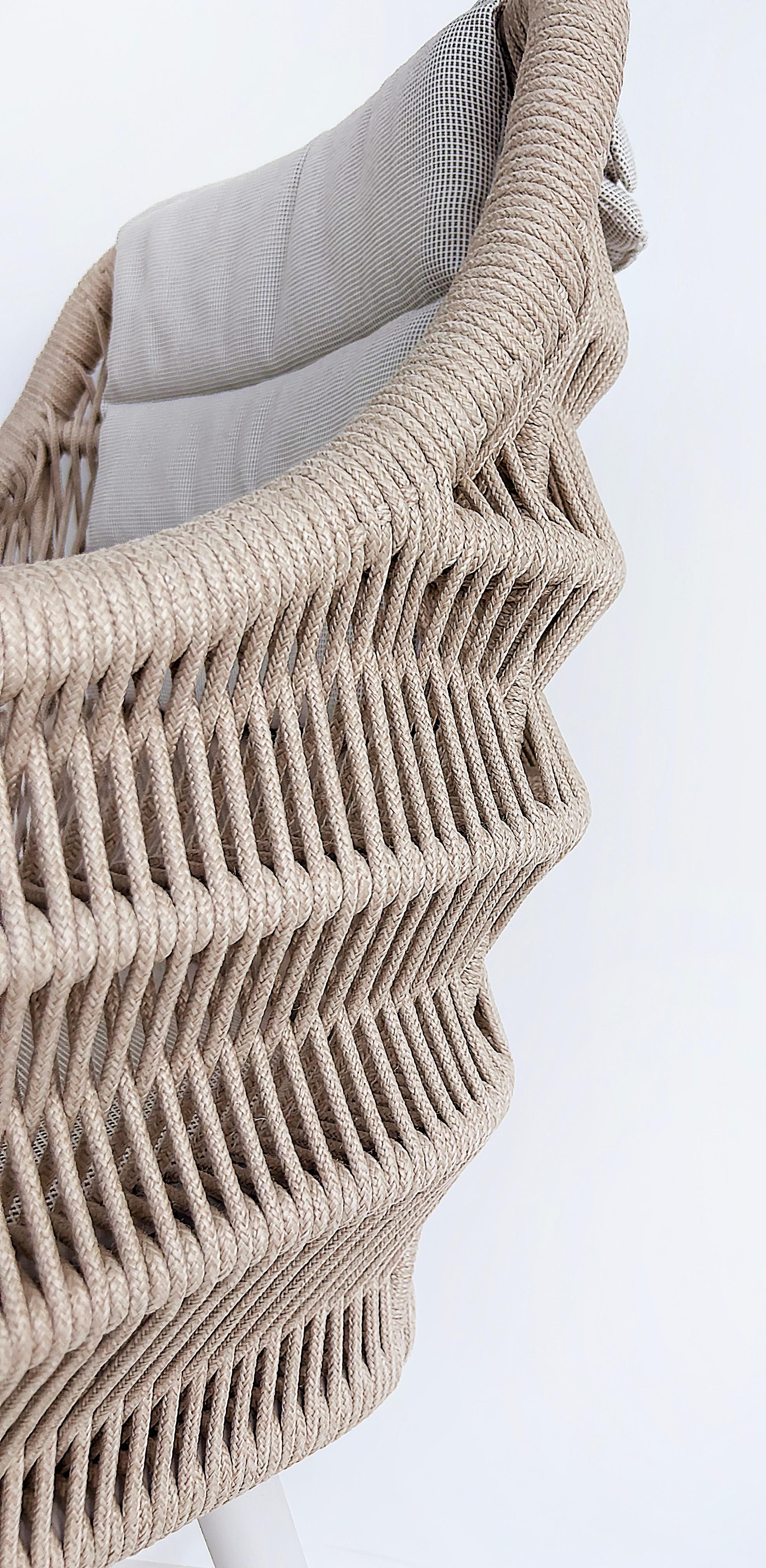 Artefacto Hamptons II Poltrone da Esterno in Corda/Alluminio, Set di 4 Poltrone in Tessuto Grigio in vendita 6