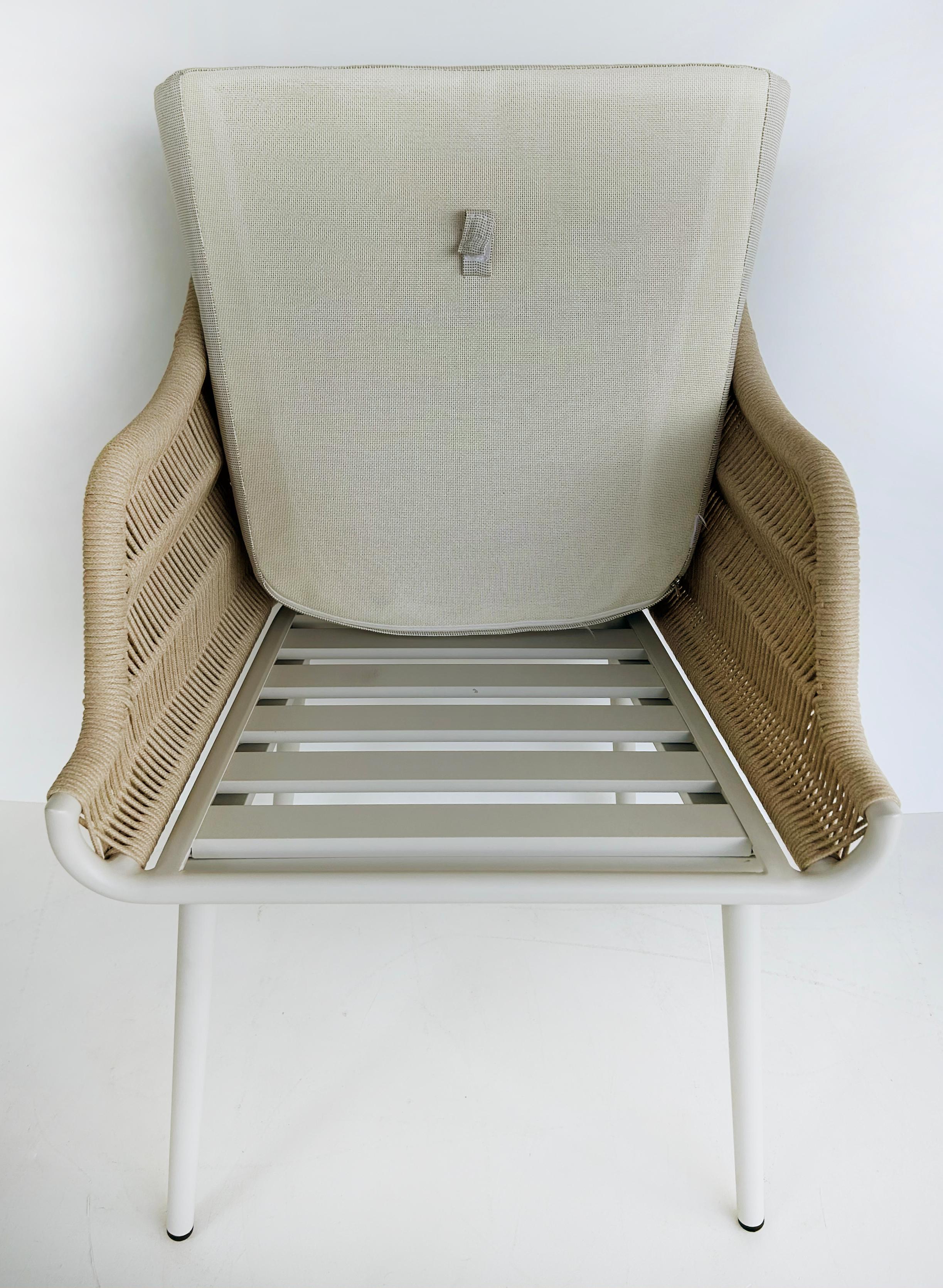 Artefacto Hamptons II Poltrone da Esterno in Corda/Alluminio, Set di 4 Poltrone in Tessuto Grigio in vendita 7