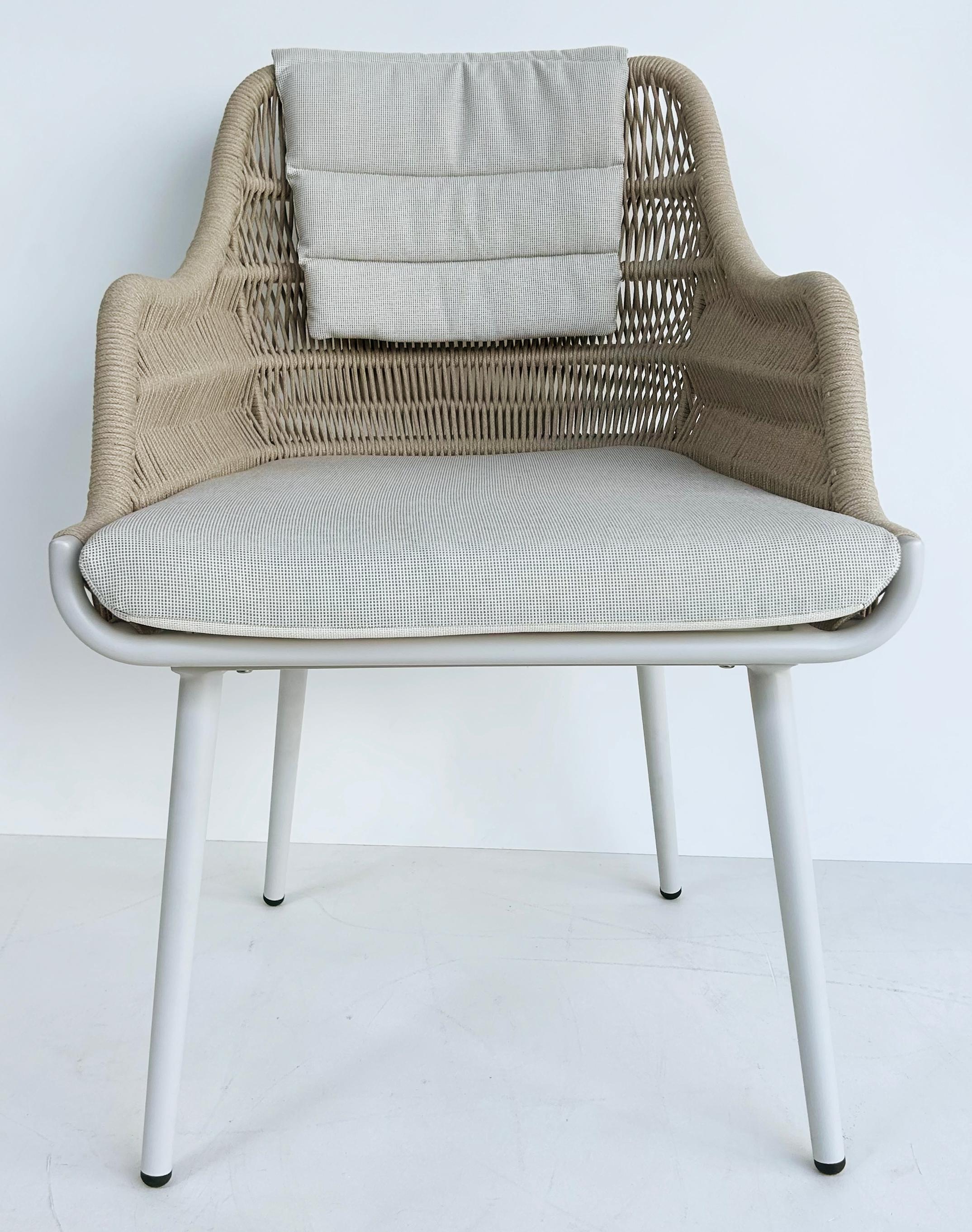 Moderno Artefacto Hamptons II Poltrone da Esterno in Corda/Alluminio, Set di 4 Poltrone in Tessuto Grigio in vendita