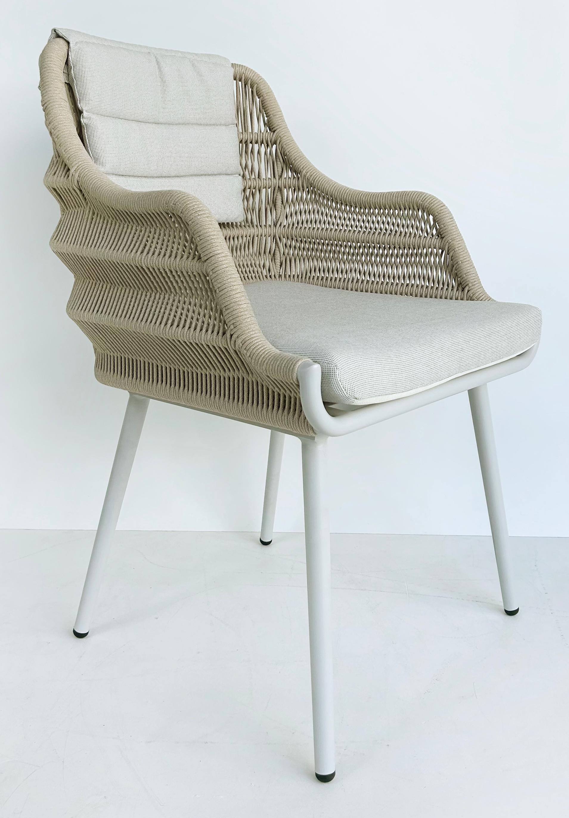 Tessuto a mano Artefacto Hamptons II Poltrone da Esterno in Corda/Alluminio, Set di 4 Poltrone in Tessuto Grigio in vendita