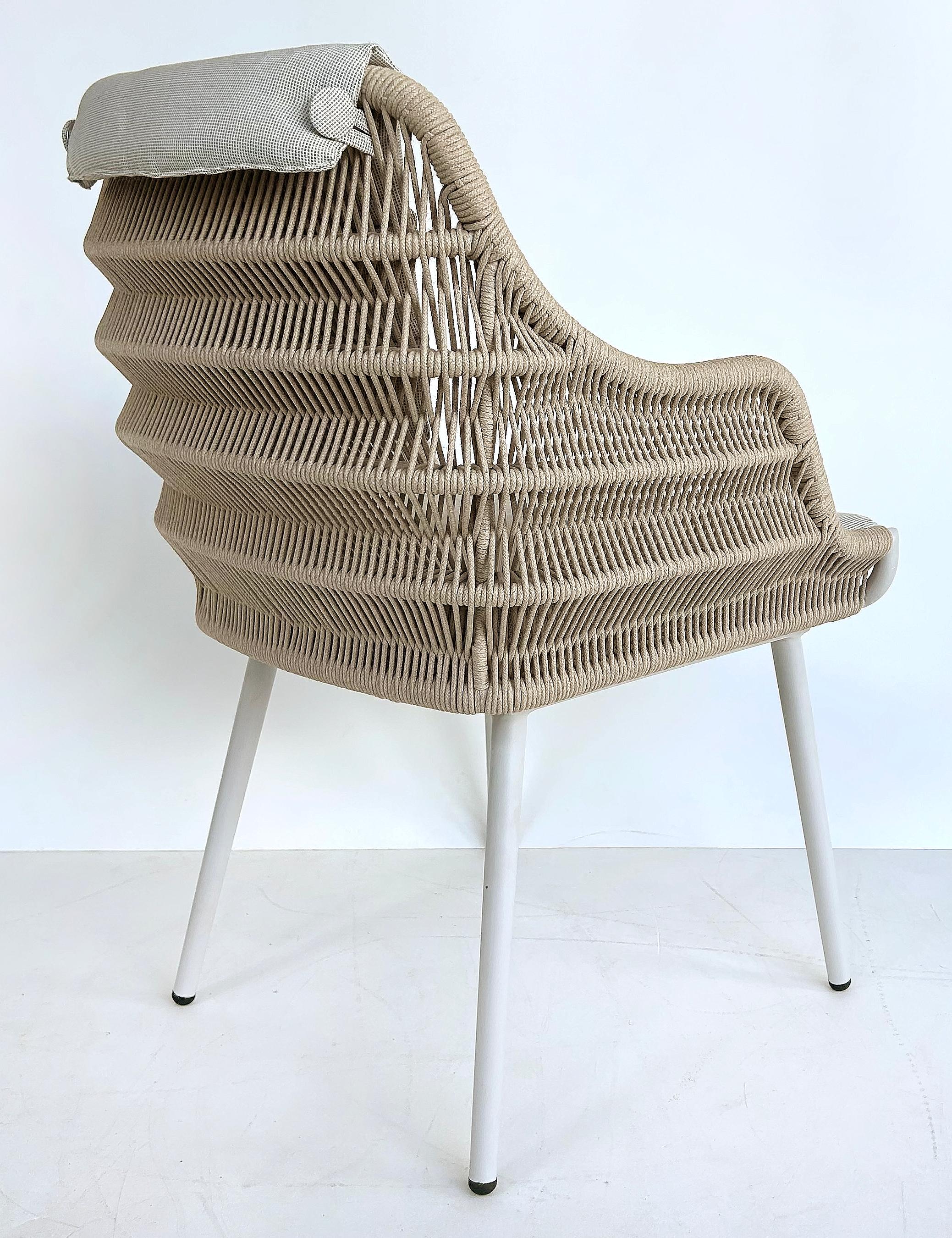 XXI secolo e contemporaneo Artefacto Hamptons II Poltrone da Esterno in Corda/Alluminio, Set di 4 Poltrone in Tessuto Grigio in vendita