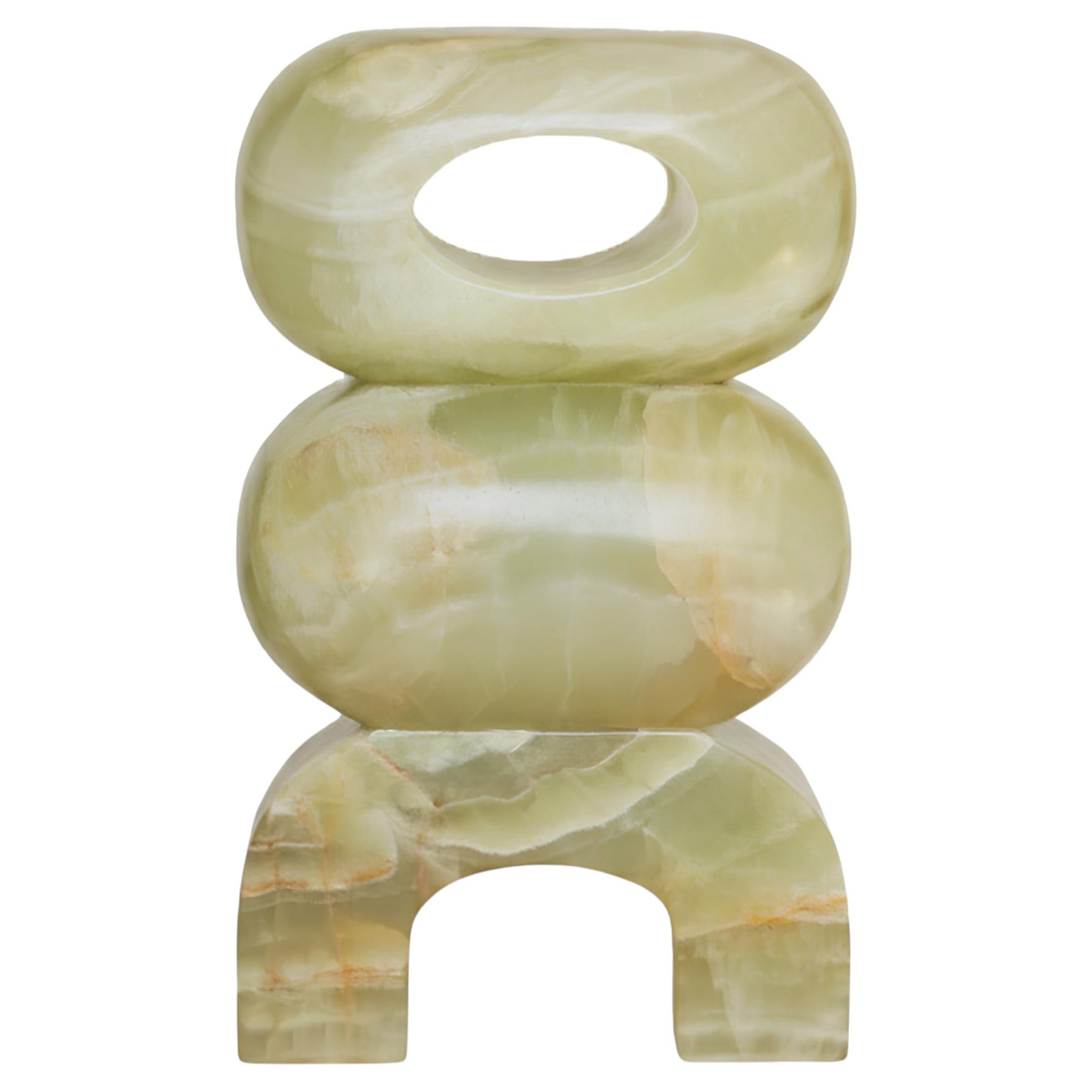 Artefacto Marble II Green, scultura contemporanea, realizzata a mano in Messico