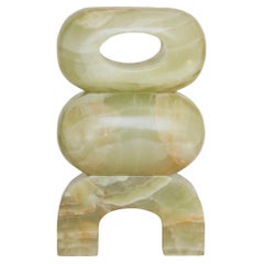 Artefacto Marble II Verde, escultura contemporánea, hecha a mano en México