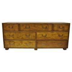 Artefacts by Henredon Campaign Style Long Dresser Oak Wood Credenza Chest