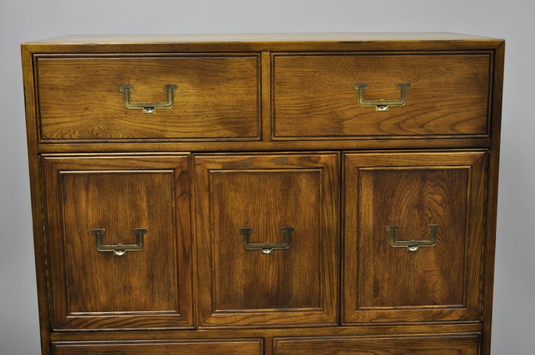 Artefacts by Henredon Campaign Style Tall Chest Gentleman’s Oakwood