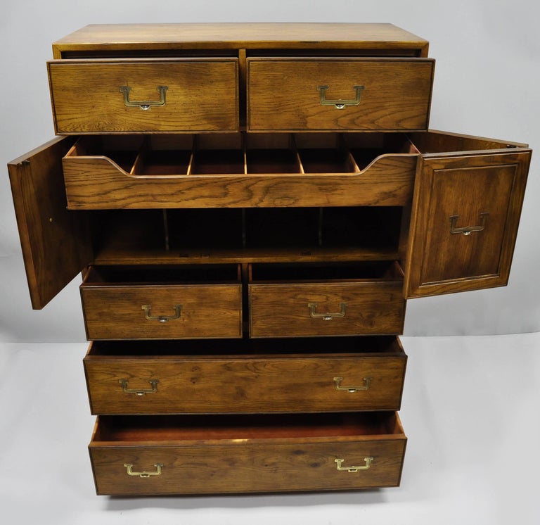 Artefacts by Henredon Campaign Style Tall Chest Gentleman’s Oakwood