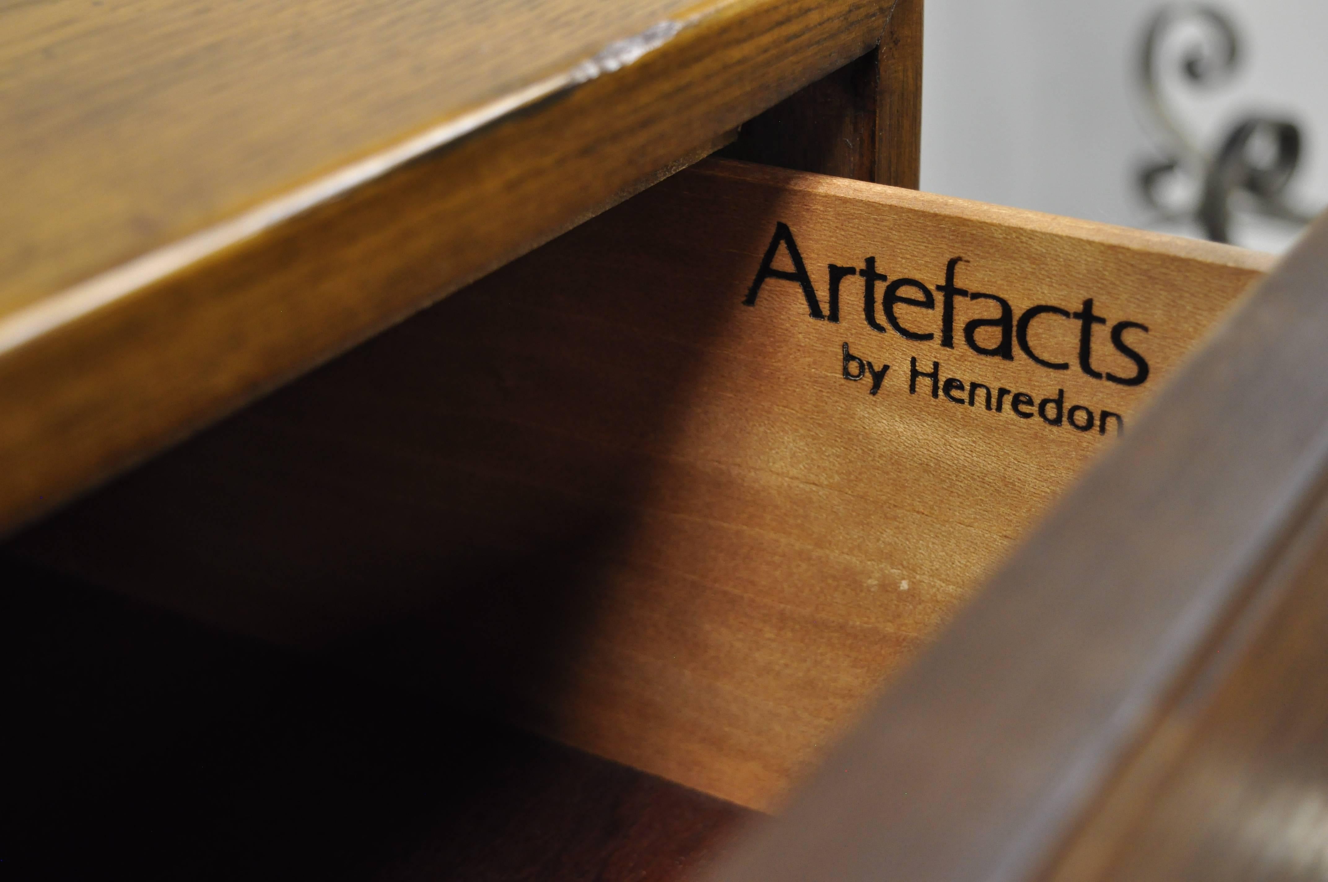 Artefacts by Henredon Campaign Style Tall Chest Gentleman’s Oakwood Dresser In Good Condition In Philadelphia, PA