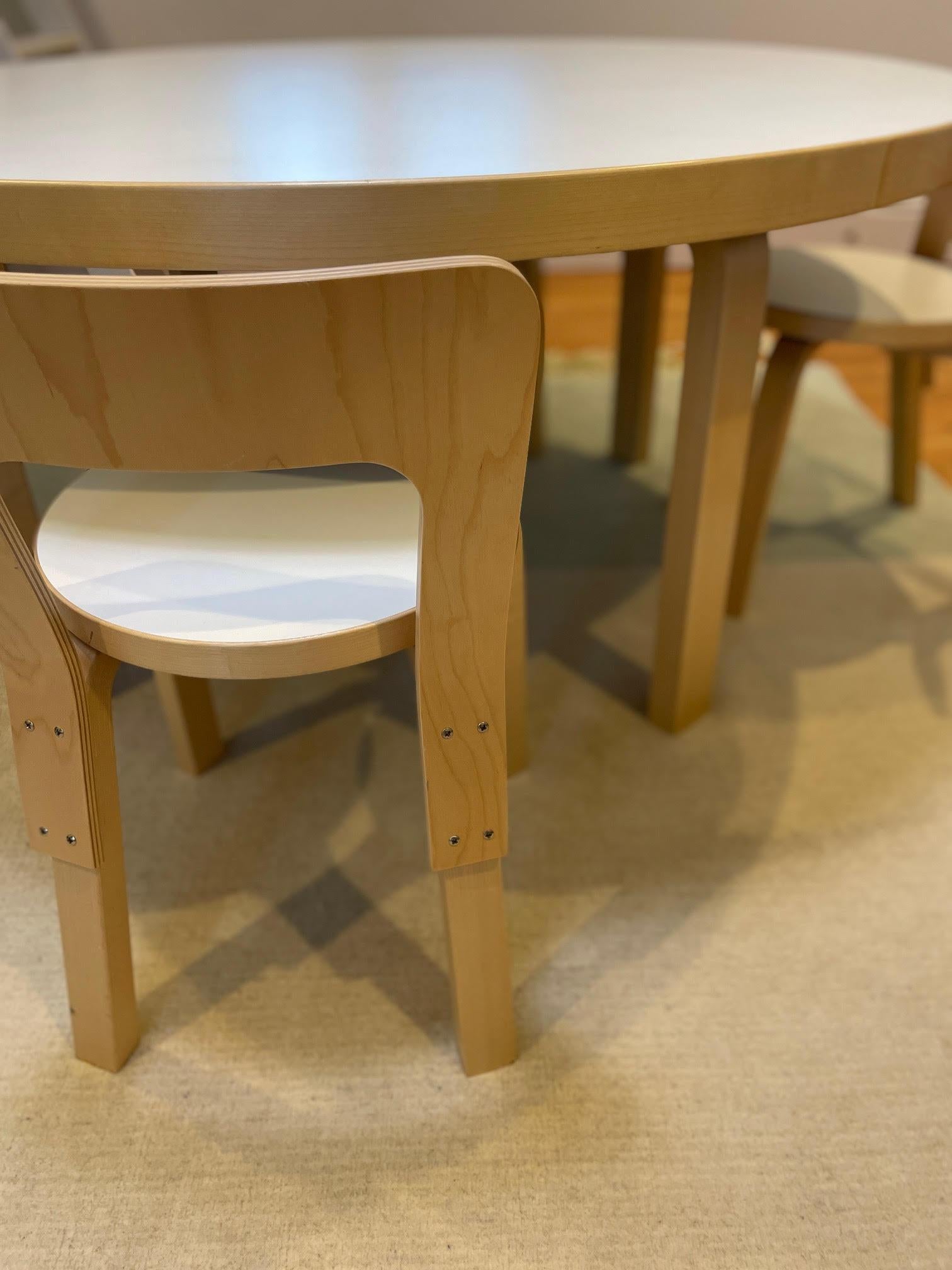 Artek Aalto Children round Table and Children's Chair N65 by Alvar Aalto In Good Condition In New York, NY