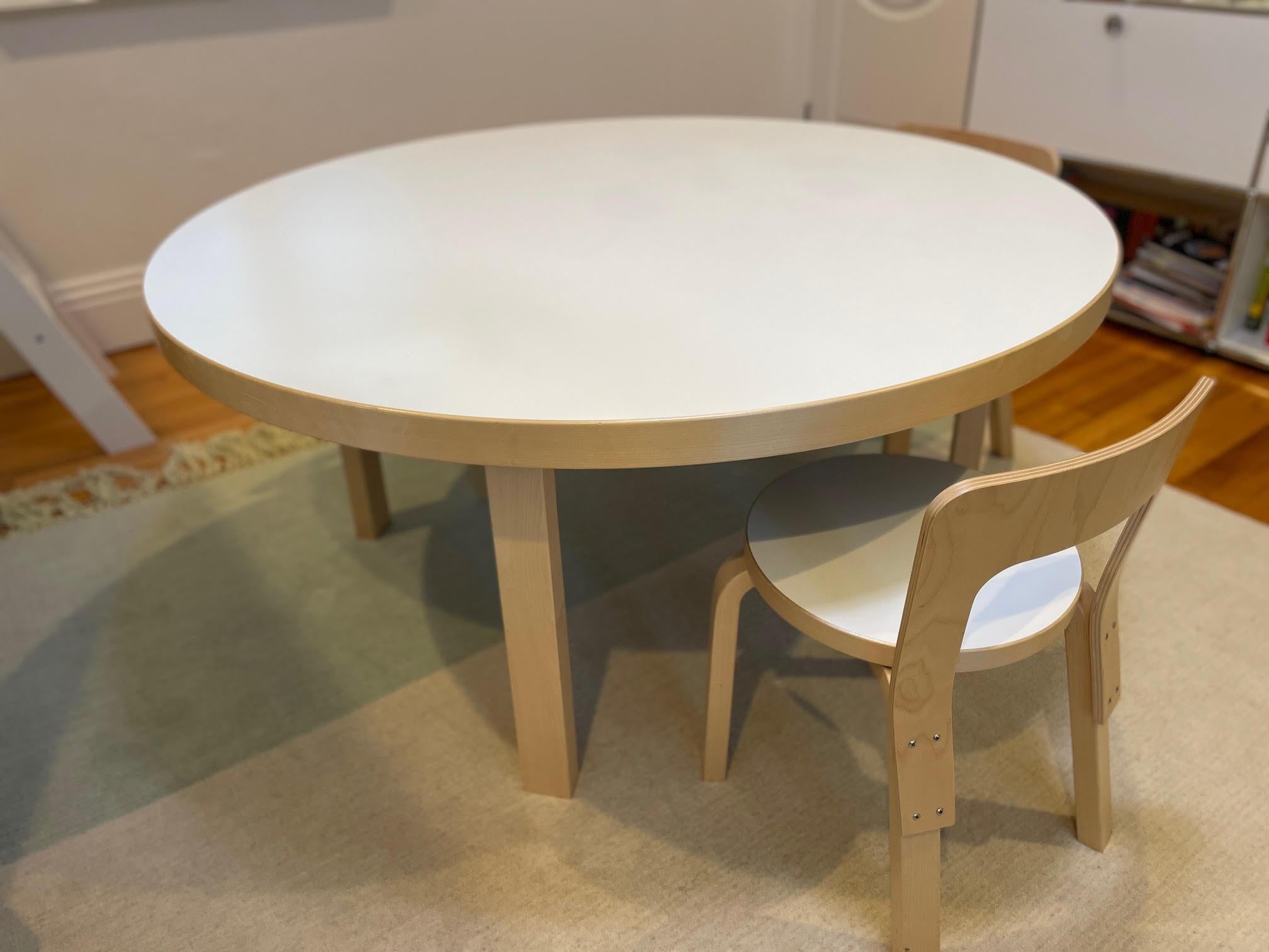 Contemporary Artek Aalto Children round Table and Children's Chair N65 by Alvar Aalto