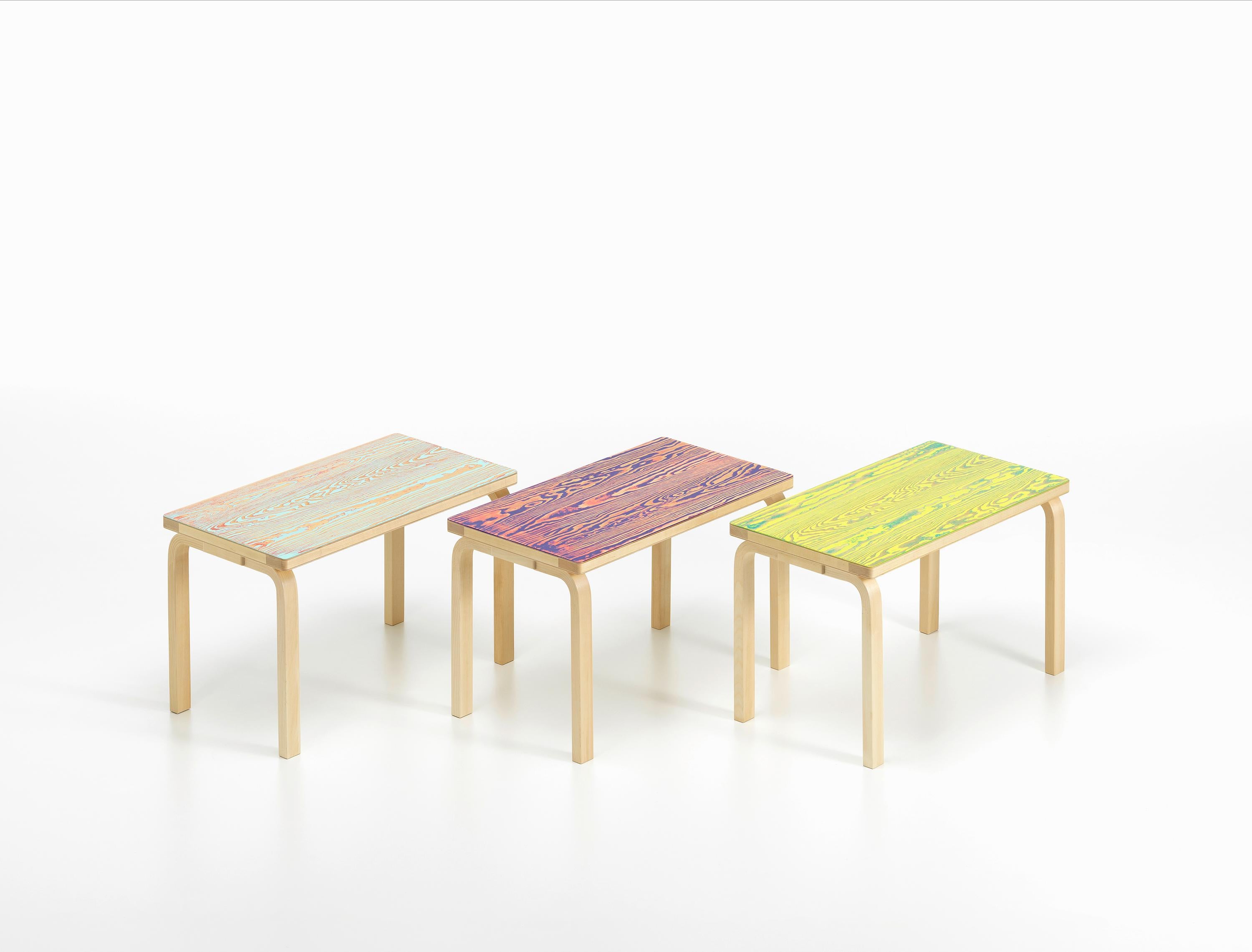 Contemporary Artek Bench 153B Coloring in Green and Yellow by Alvar Aalto and Jo Nagasaka For Sale