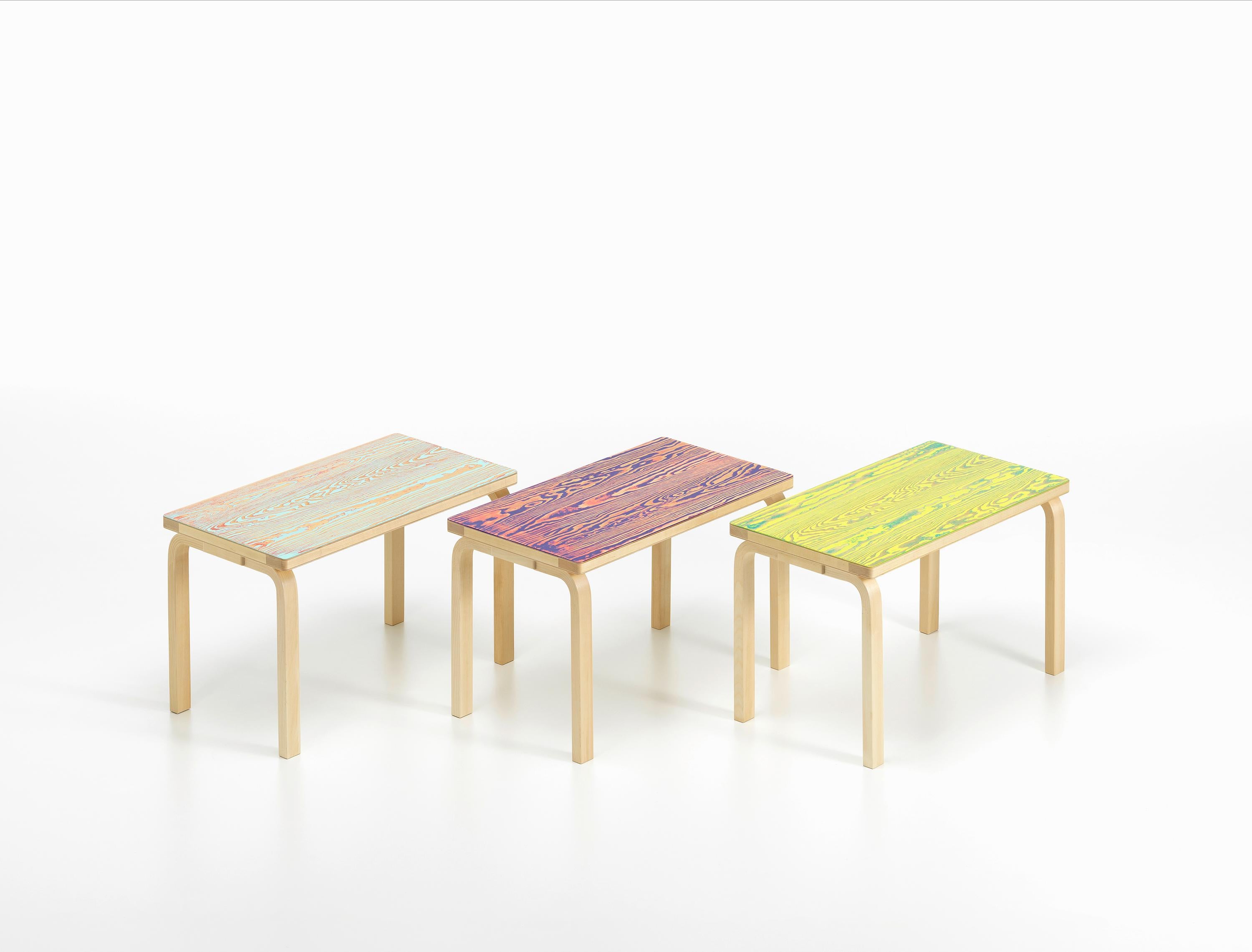 Modern Artek Bench 153B ColoRing in Red and Turquoise by Alvar Aalto and Jo Nagasaka For Sale