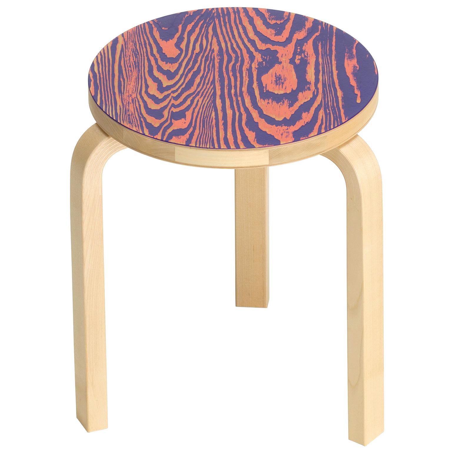 For Sale: Pink (pink/purple ColoRing) Artek Stool 60 ColoRing by Alvar Aalto and Jo Nagasaka