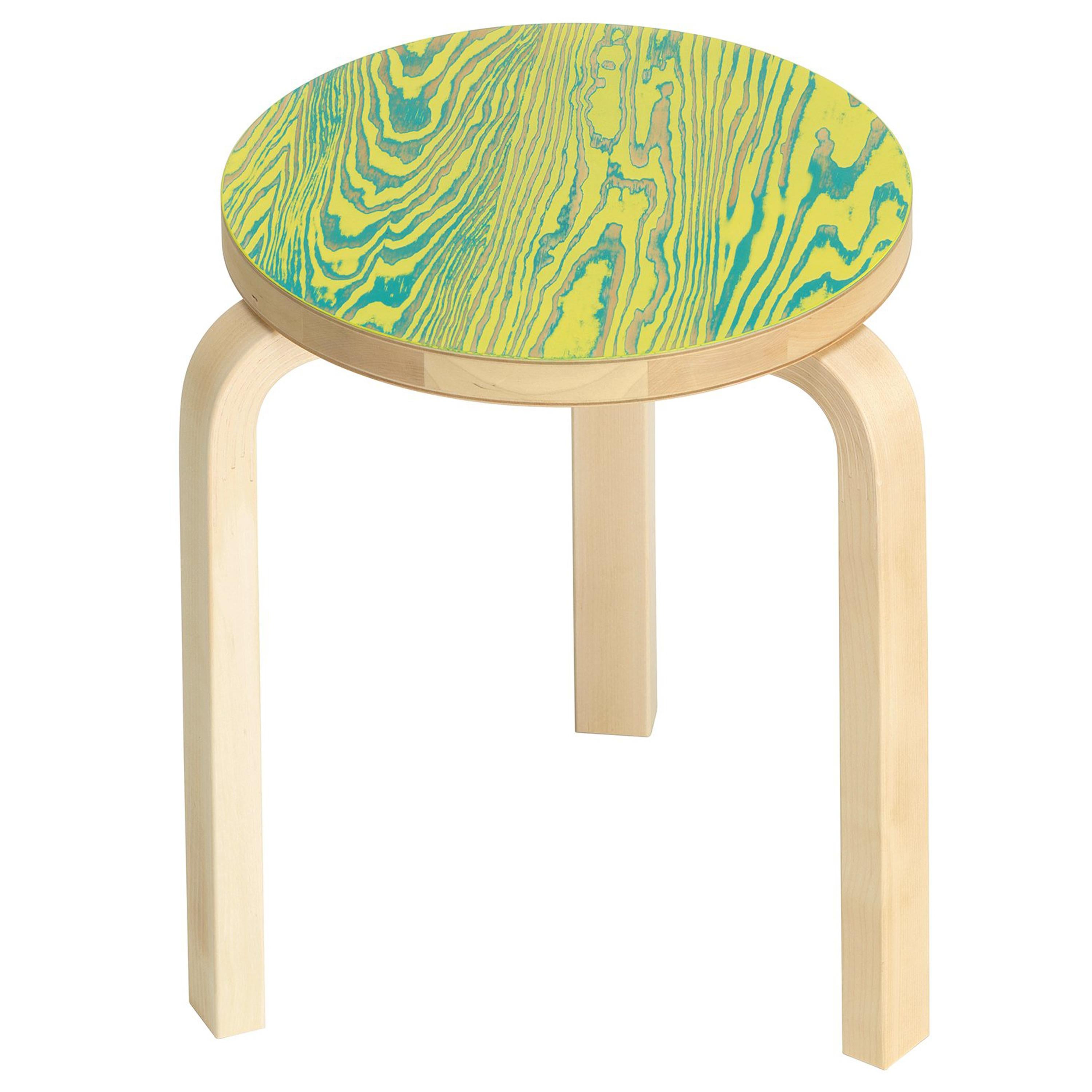 Artek Stool 60 ColoRing in Green and Yellow by Alvar Aalto and Jo Nagasaka For Sale