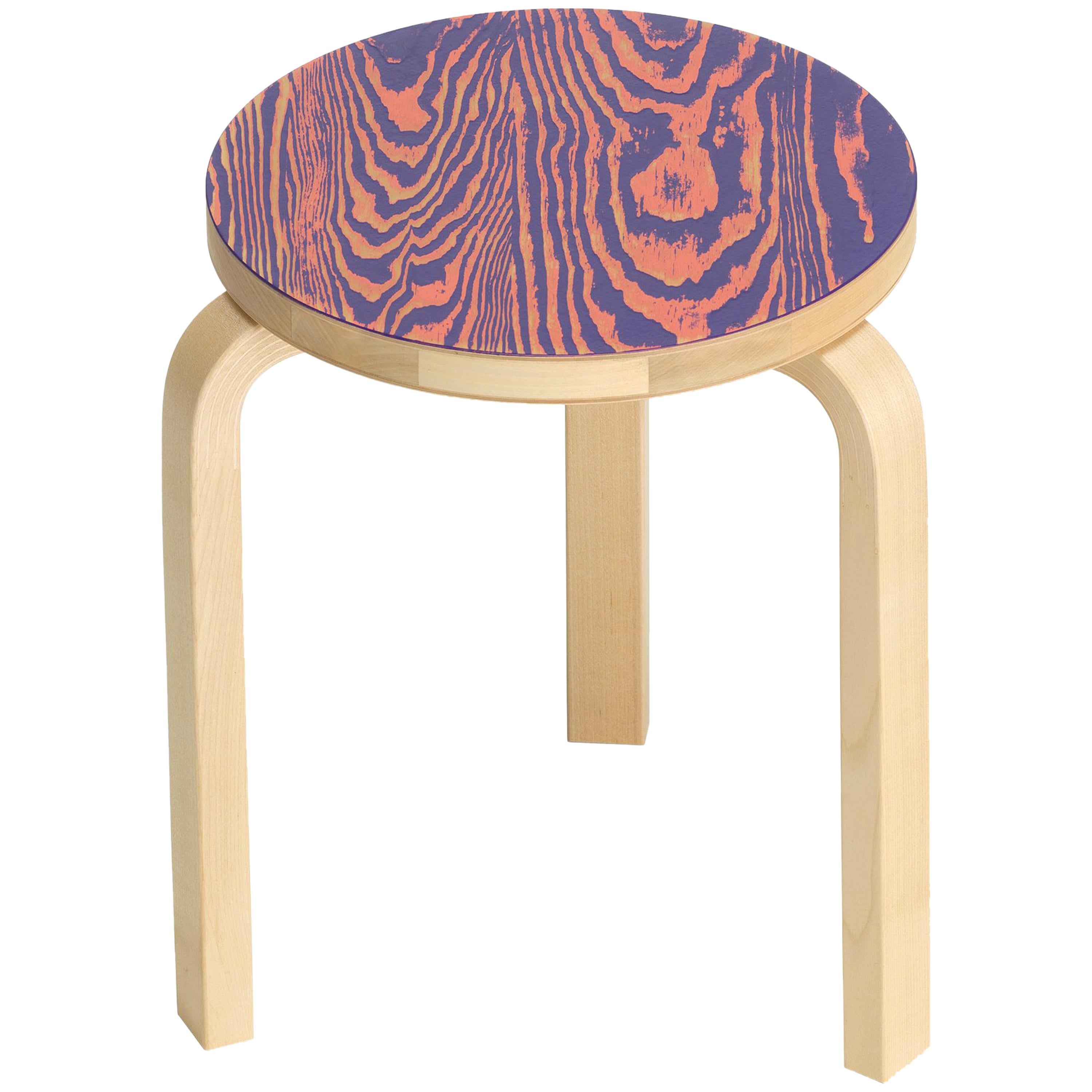 Artek Stool 60 ColoRing in Pink and Purple by Alvar Aalto and Jo Nagasaka  For Sale