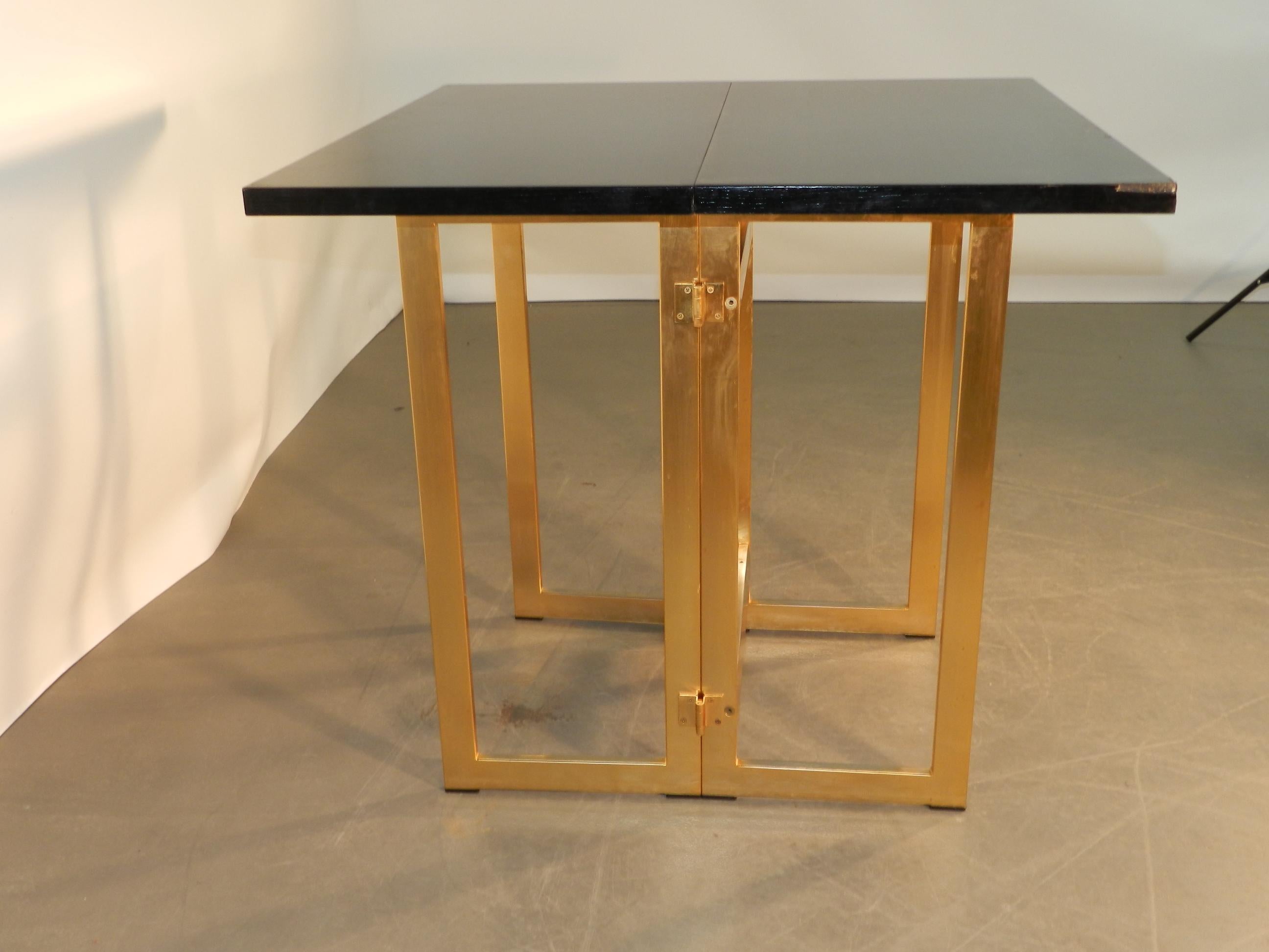 Late 20th Century Artelano, Italian Midcentury steel and stained oak Extending Console Table, 1970 For Sale