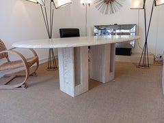 Artélano natural travertine oval table circa 1980