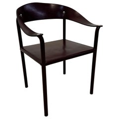 Sedia da pranzo postmoderna in pelle marrone Artelano, anni '80
