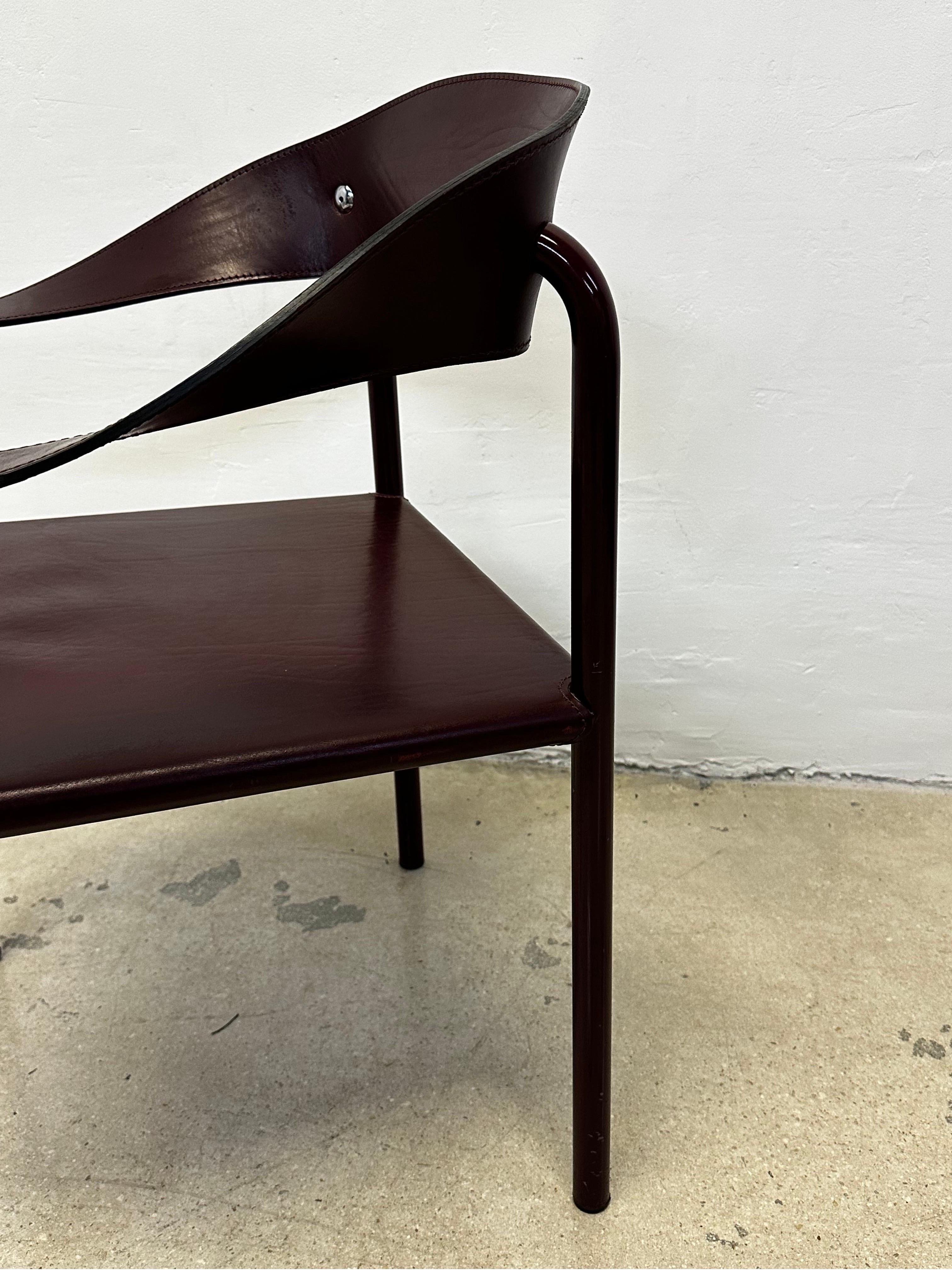 Artelano Postmodern Maroon Leather Dining Side Chair, 1980s 7
