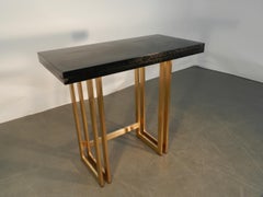 Artelano, console à rallonge en acier et en chêne teinté CIRCA 1970