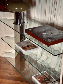 Artelano Travertine and glass shelvine console for Roche Bobois 1970s 1980s