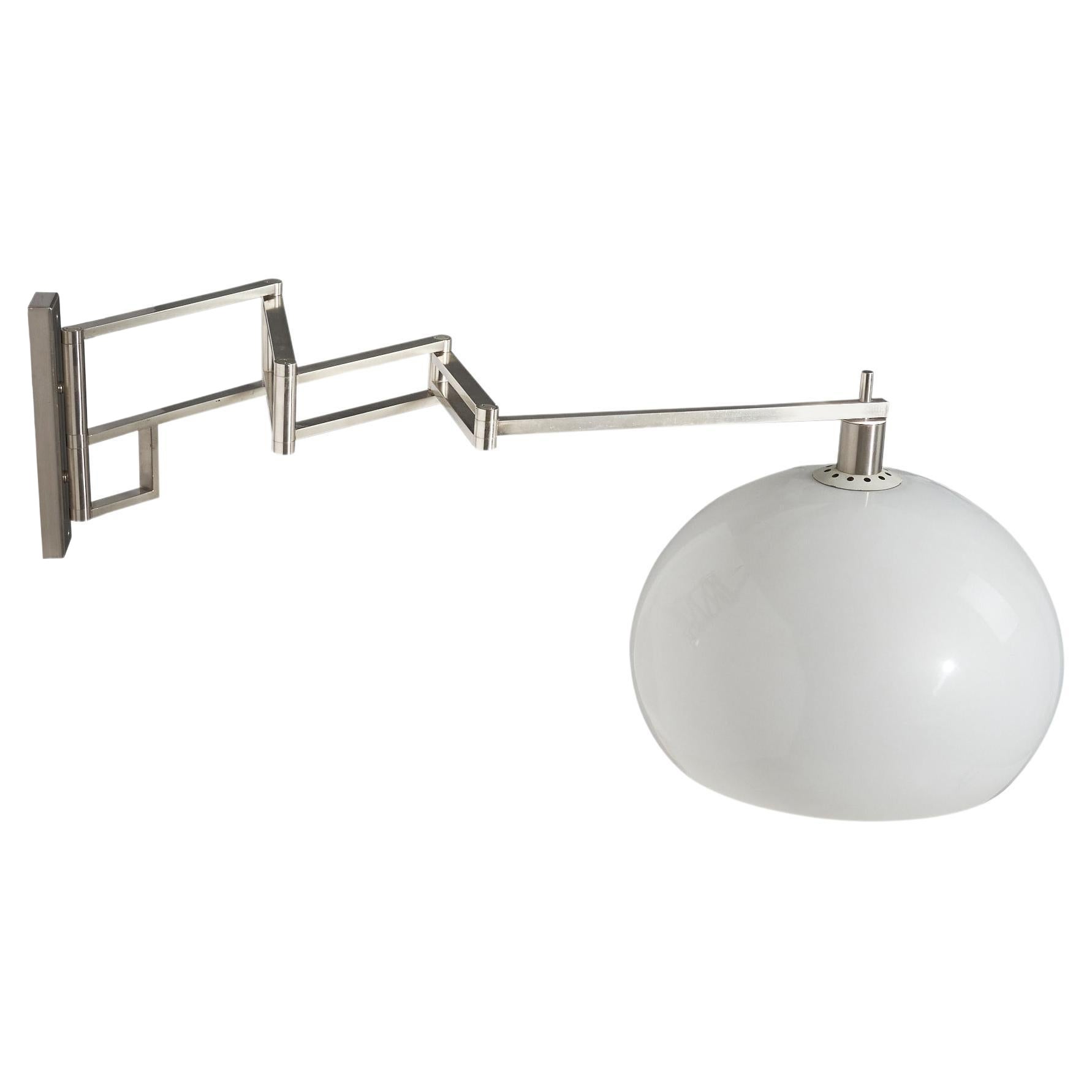 Arteluce Attribution, Adjustable Wall Light, Steel, Acrylic, Italy, 1960s