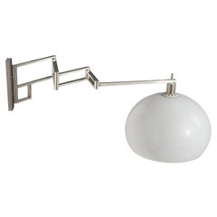 Arteluce Attribution, Adjustable Wall Light, Steel, Acrylic, Italy, 1960s