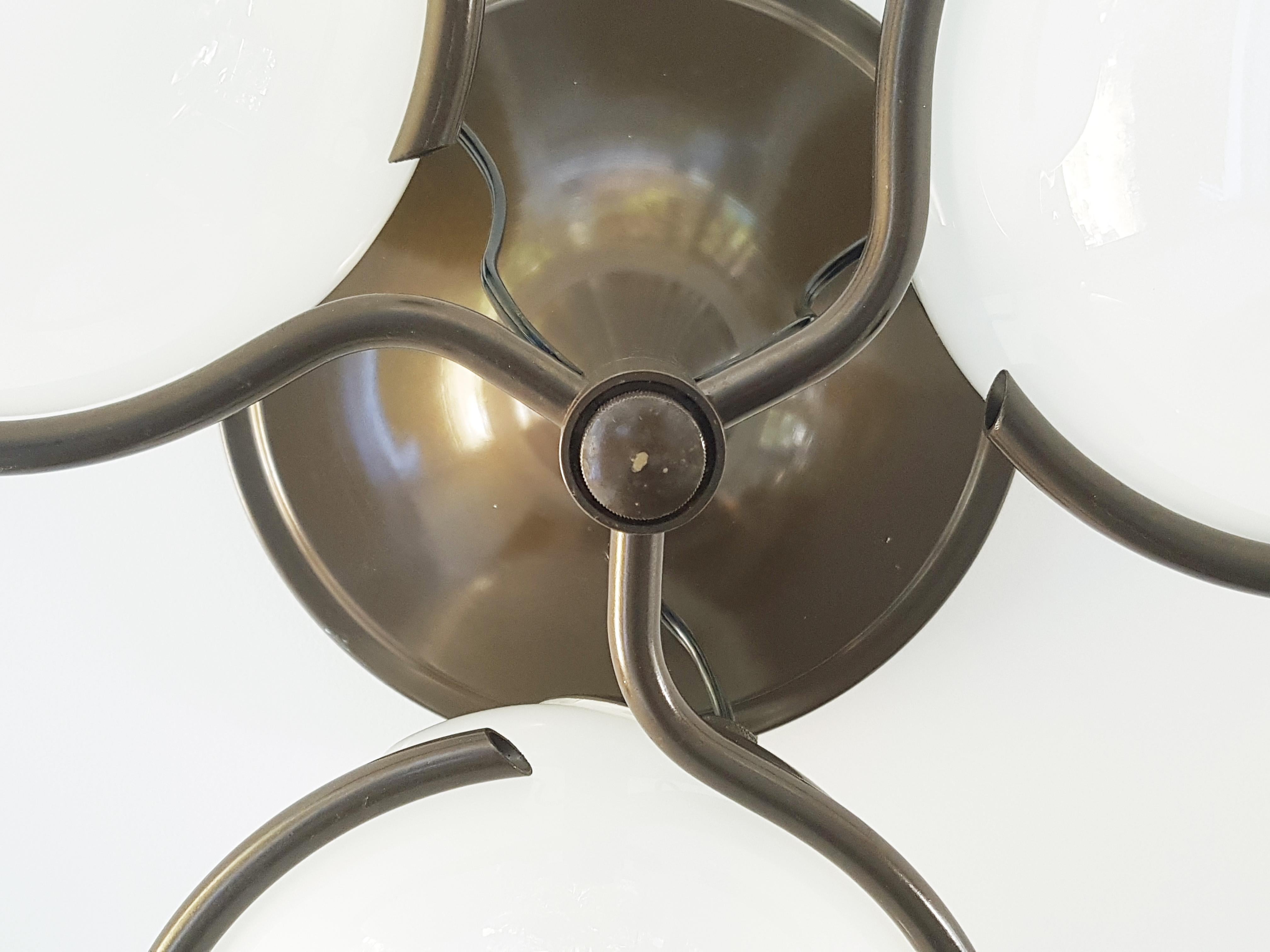 Arteluce Brown Metal & Sandblasted Glass '60s 2042/3 Ceiling Lamp by G. Sarfatti For Sale 5
