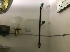 Arteluce Gino Sarfatti Wall Light Brass and Green Metal, 1950