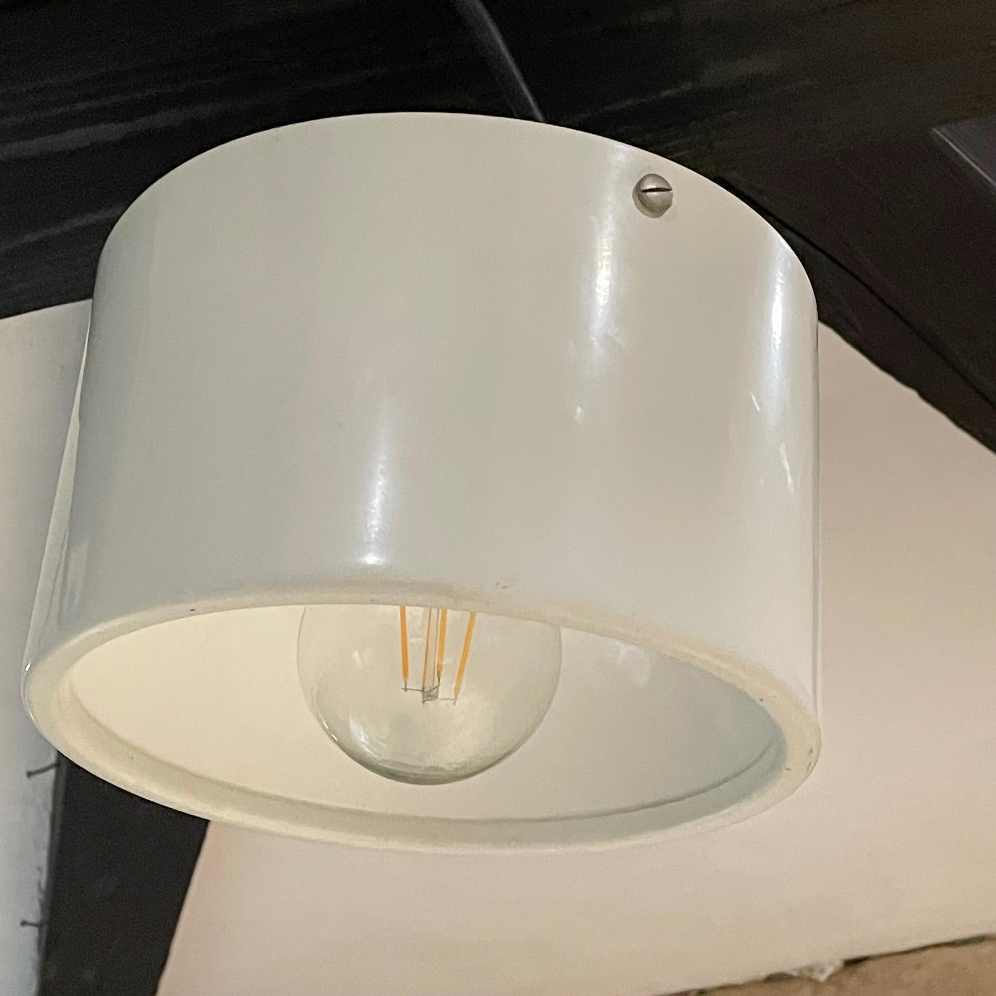 1950s Arteluce White Flush Ceiling Lamp attributed Sarfatti Italy In Good Condition For Sale In Chula Vista, CA