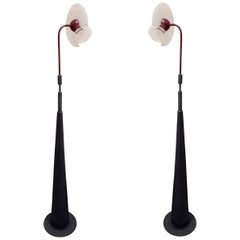 Arteluce Pair of Telescopic Floor Lamps in Enameled Steel 1983 
Signed

